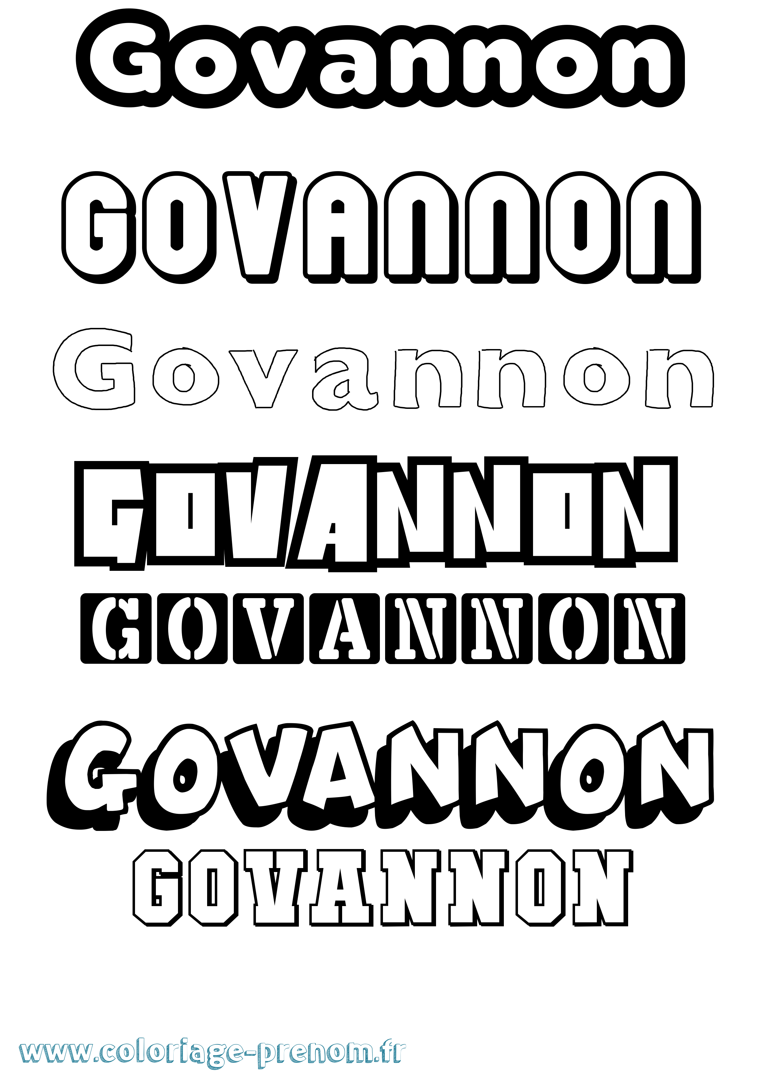 Coloriage prénom Govannon Simple