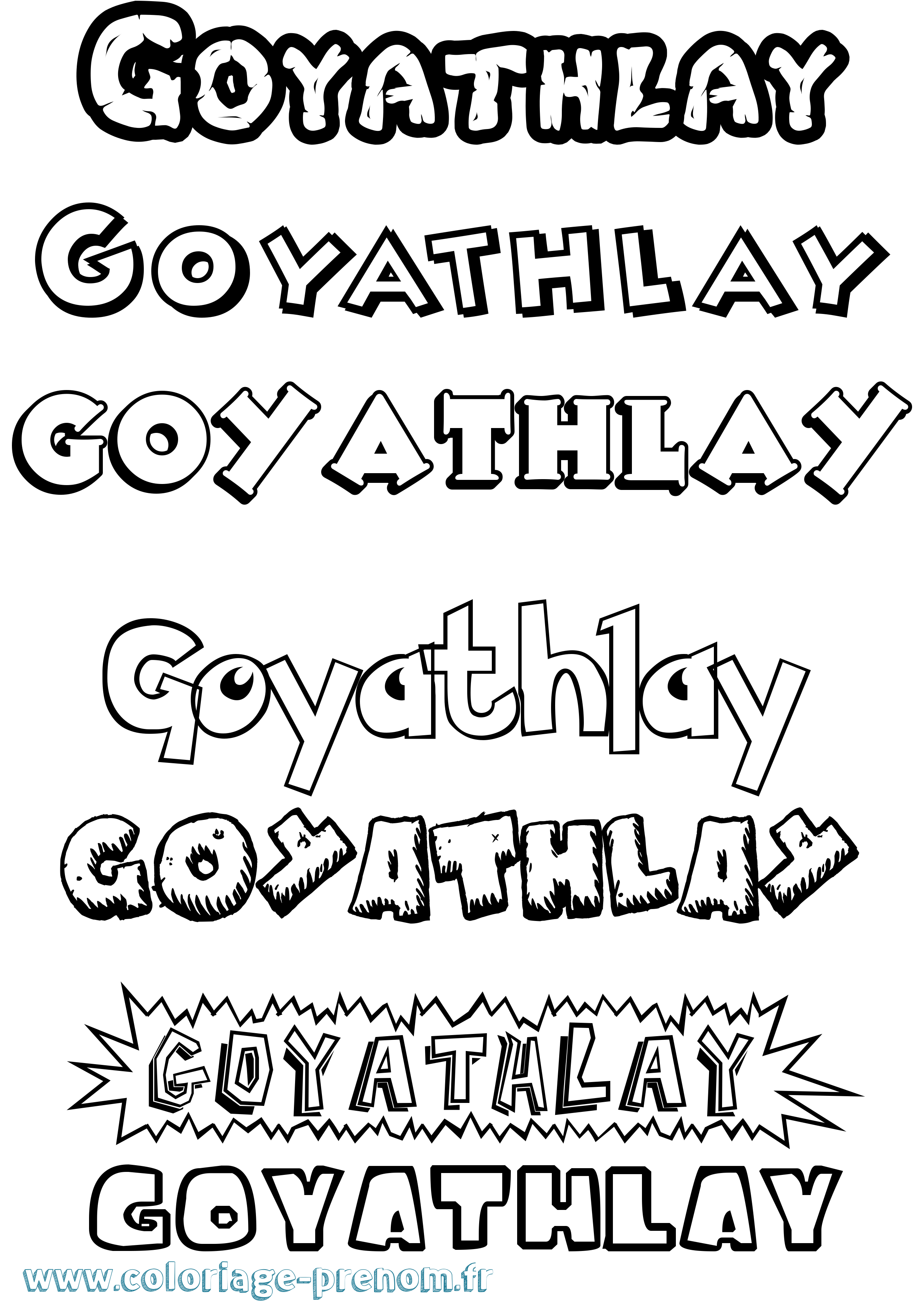 Coloriage prénom Goyathlay Dessin Animé