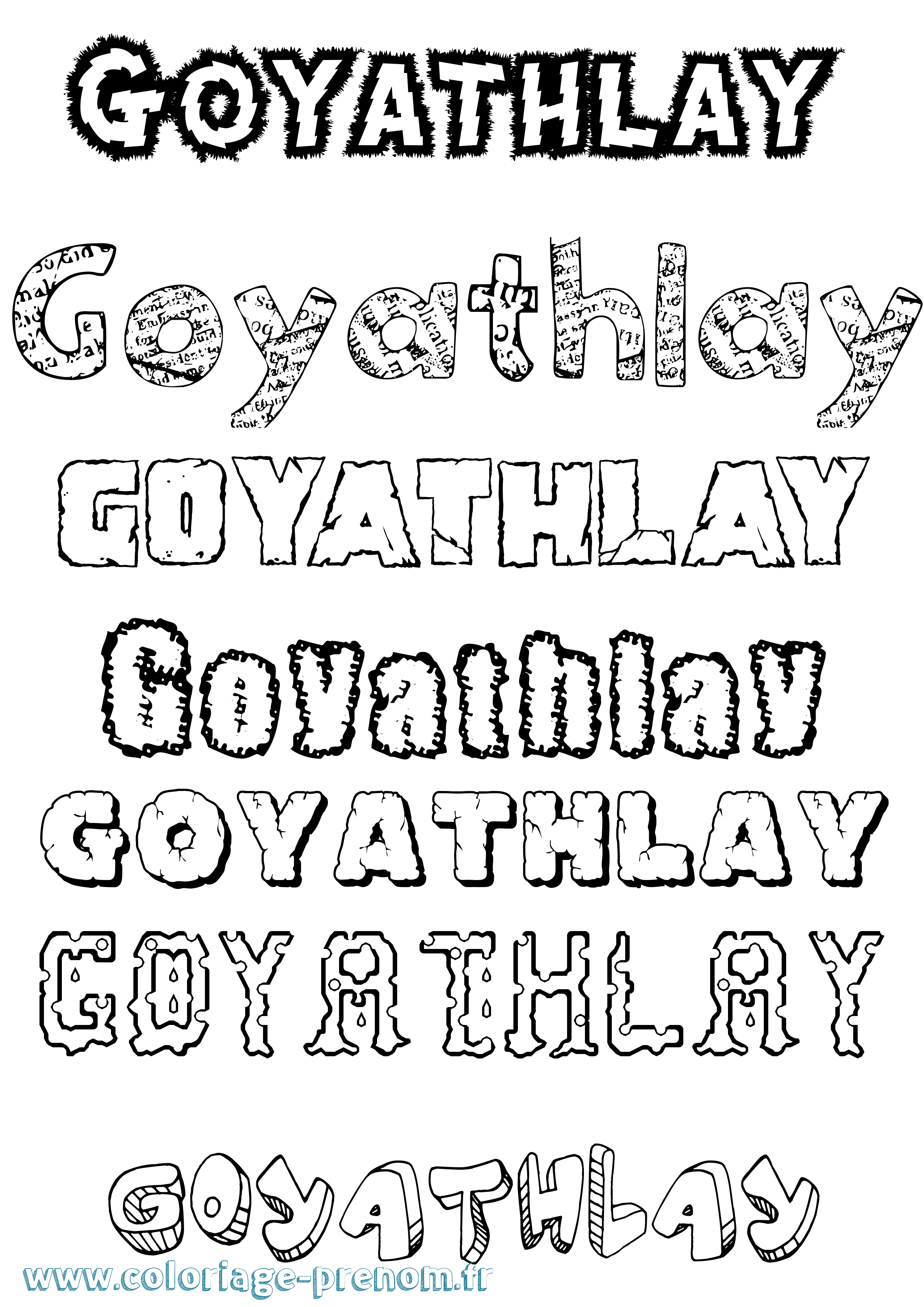 Coloriage prénom Goyathlay Destructuré