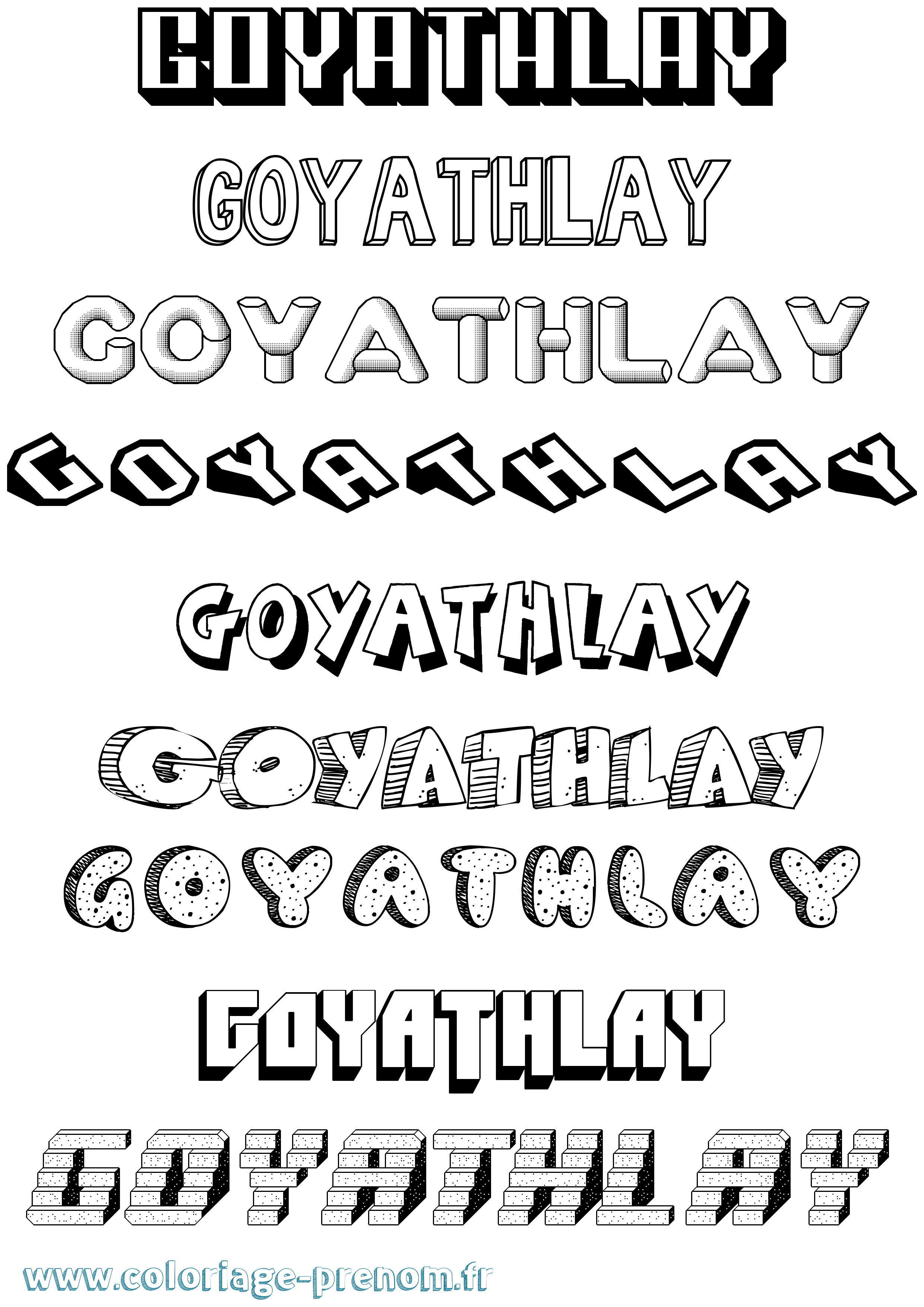 Coloriage prénom Goyathlay Effet 3D