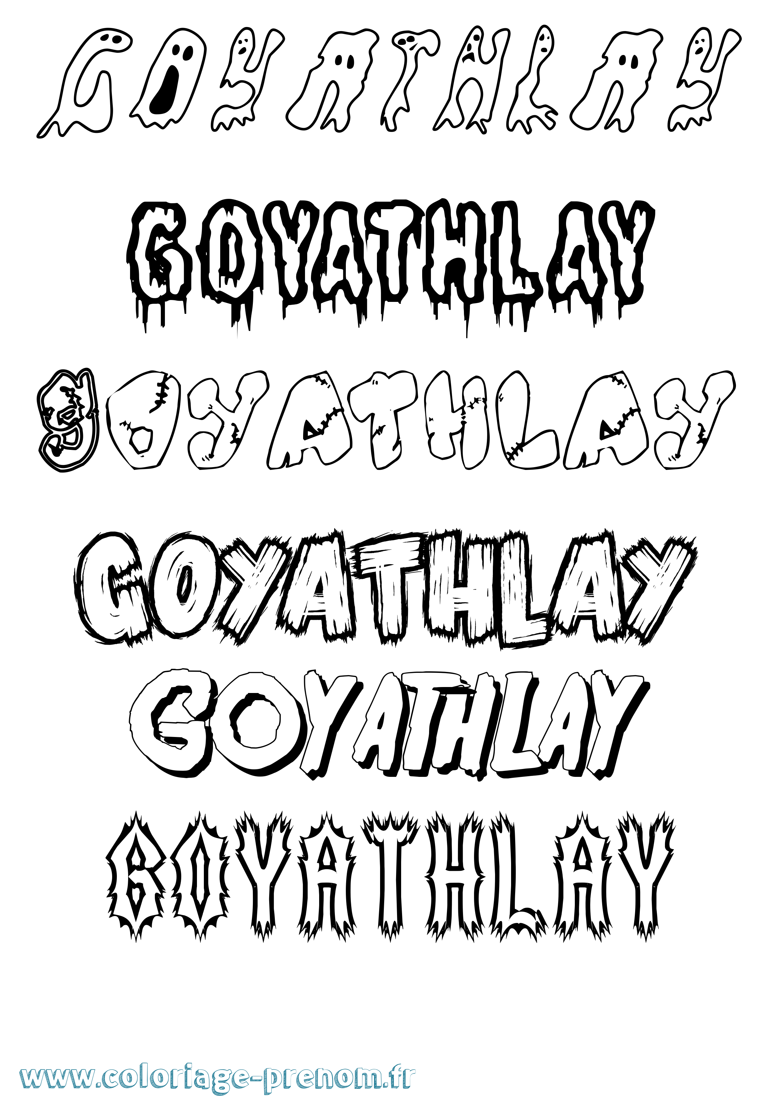 Coloriage prénom Goyathlay Frisson
