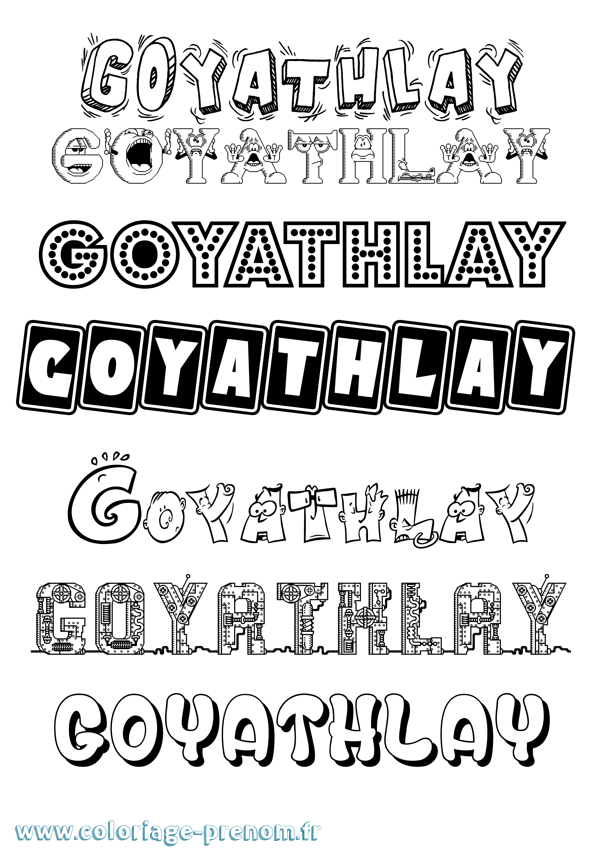 Coloriage prénom Goyathlay Fun