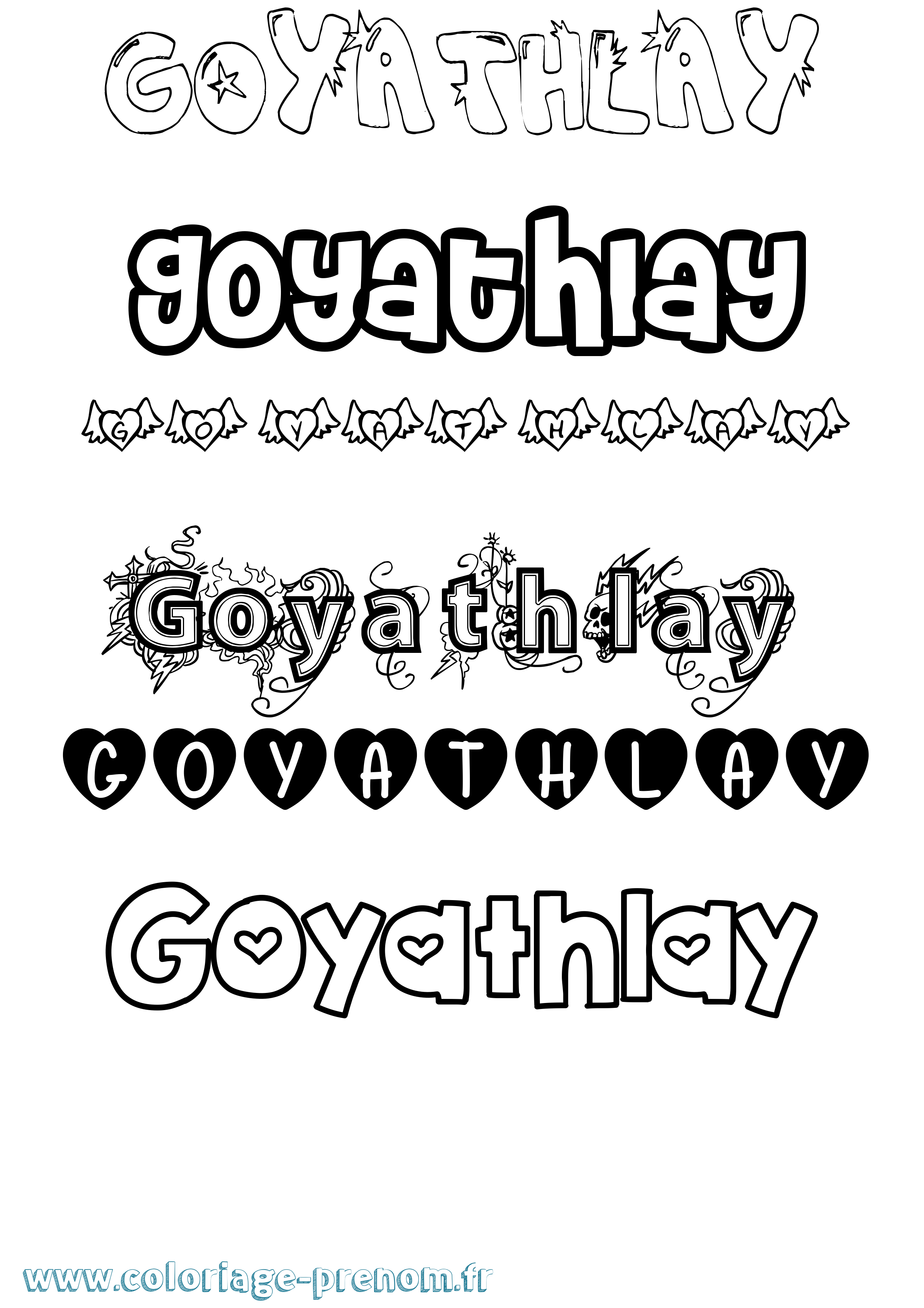 Coloriage prénom Goyathlay Girly