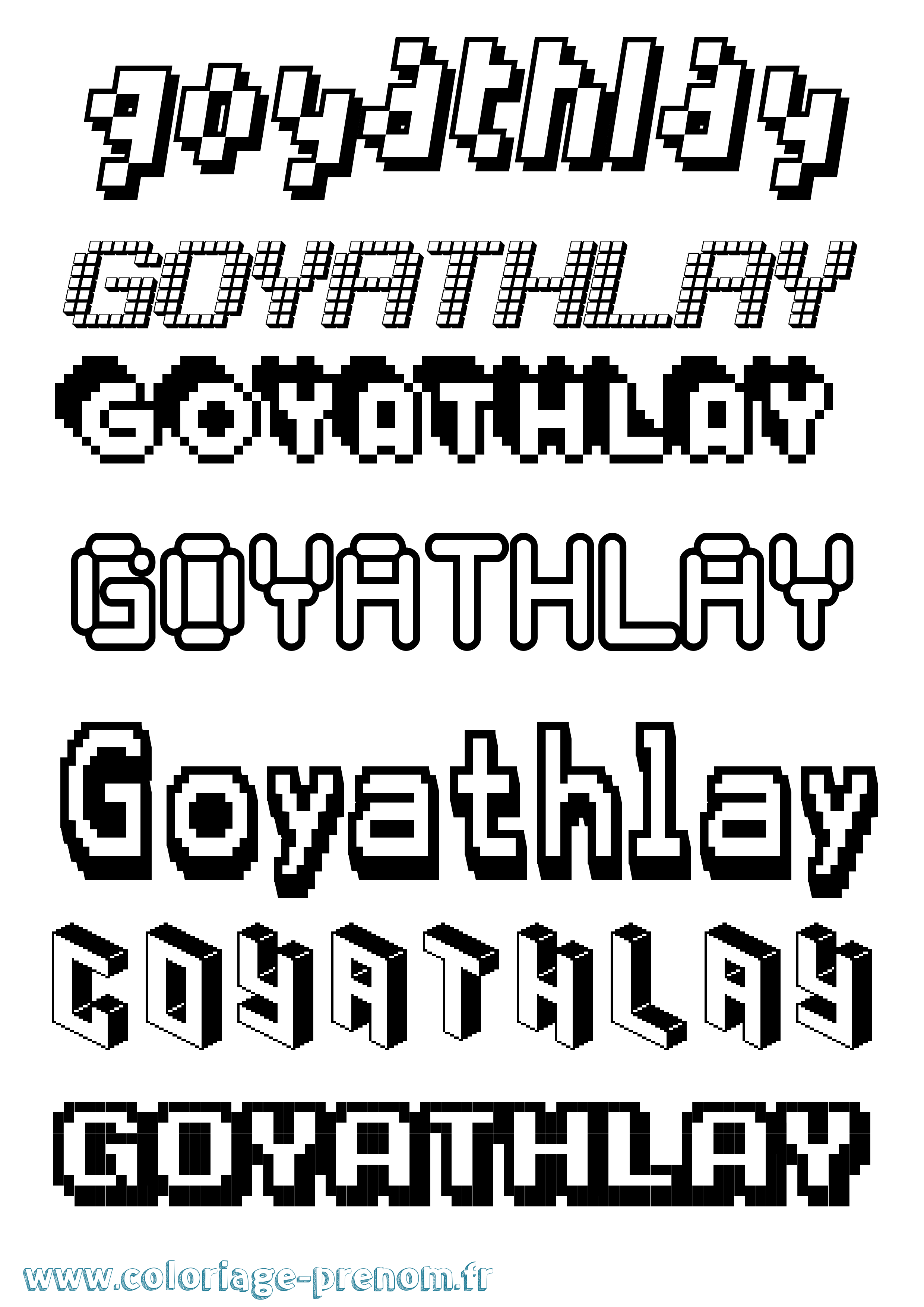 Coloriage prénom Goyathlay Pixel