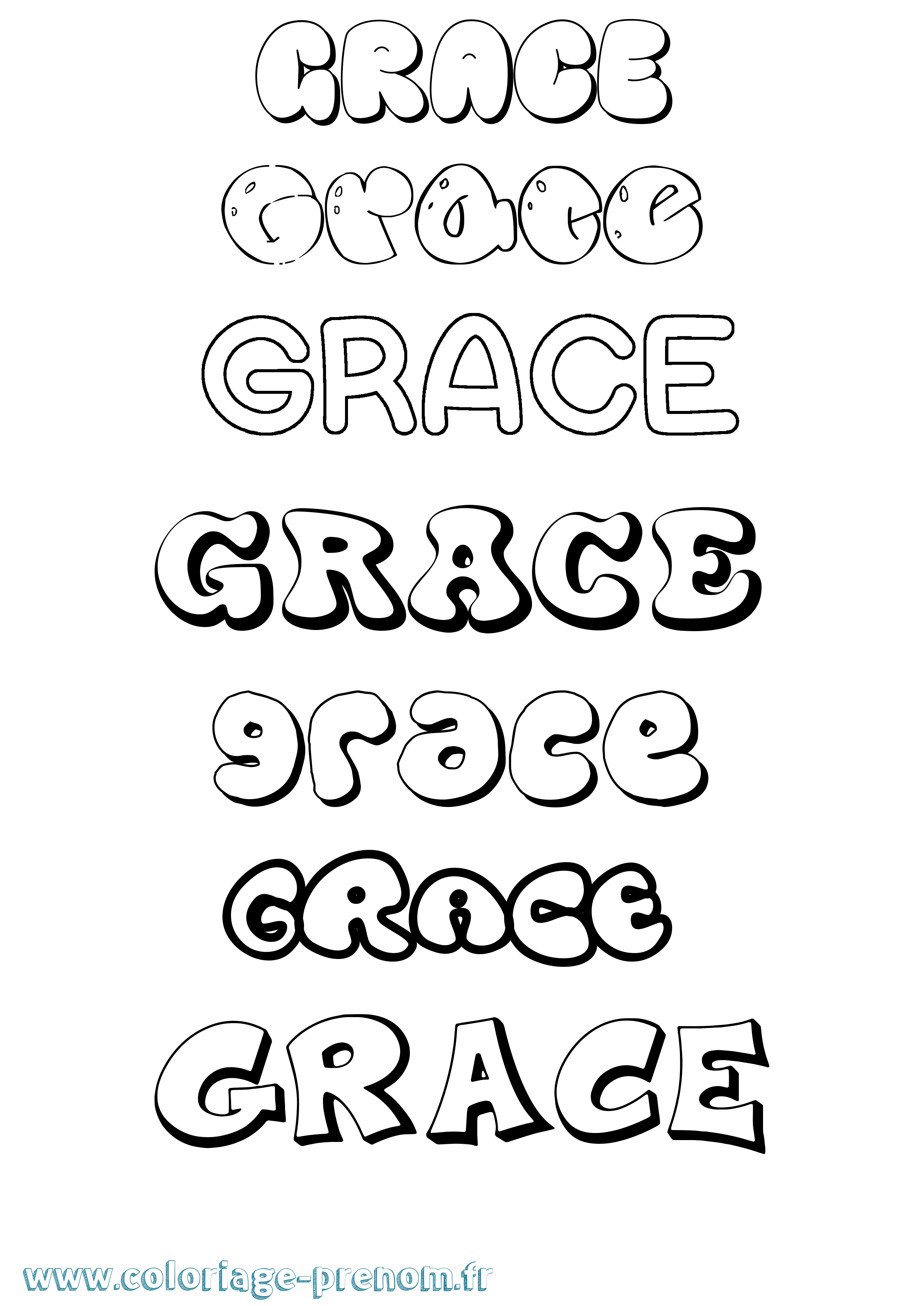 Coloriage prénom Grace Bubble