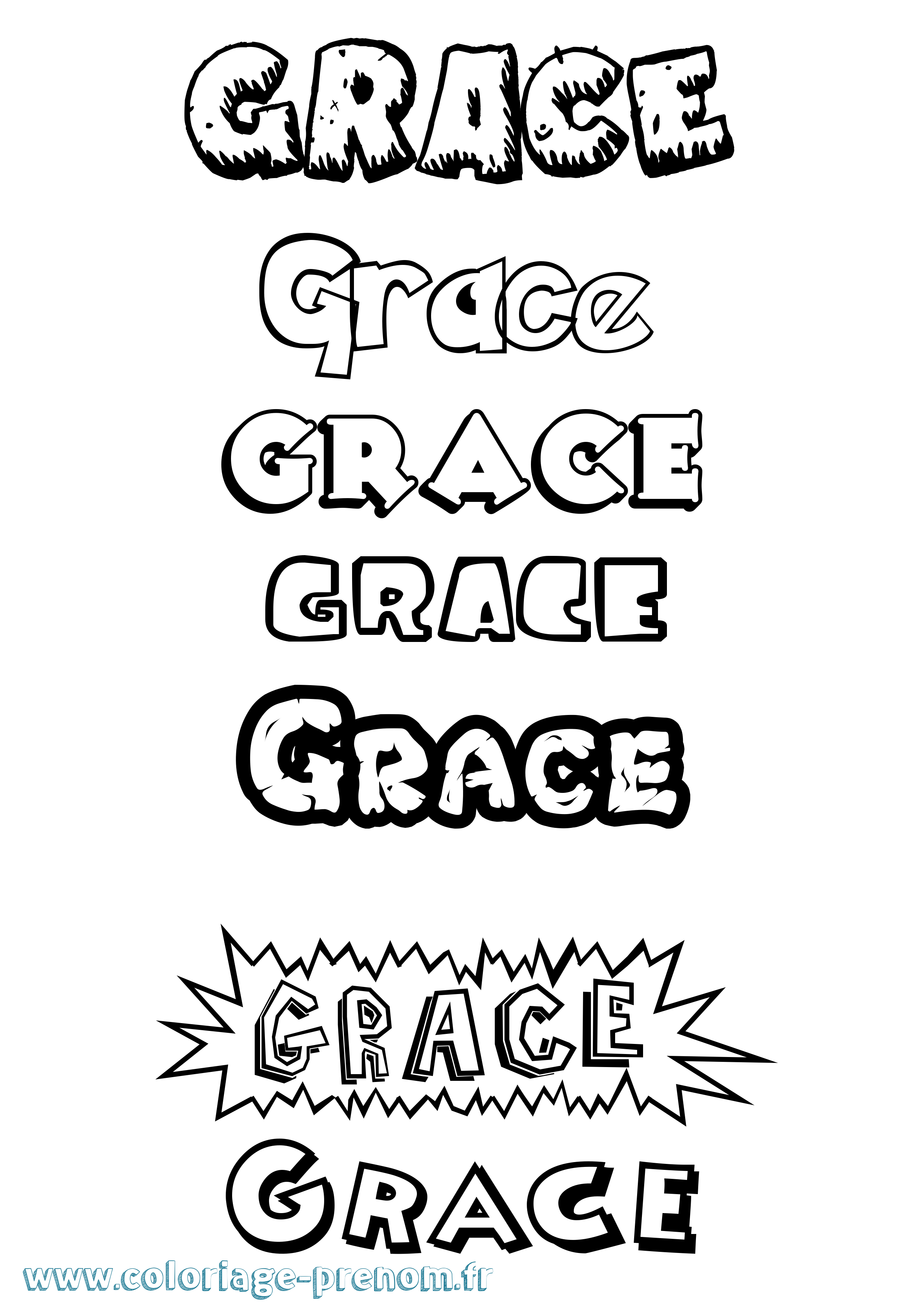 Coloriage prénom Grace Dessin Animé