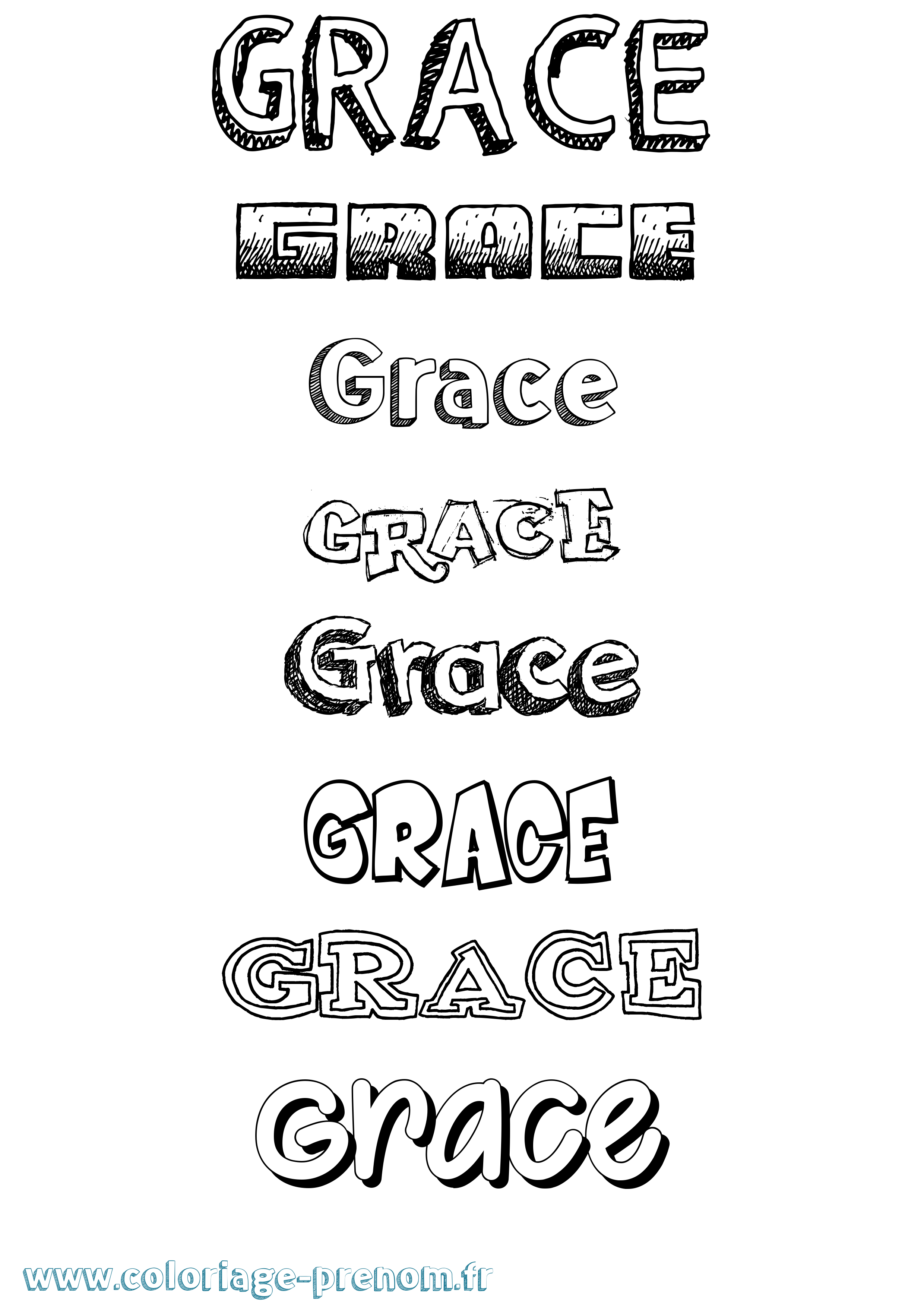 Coloriage prénom Grace Dessiné