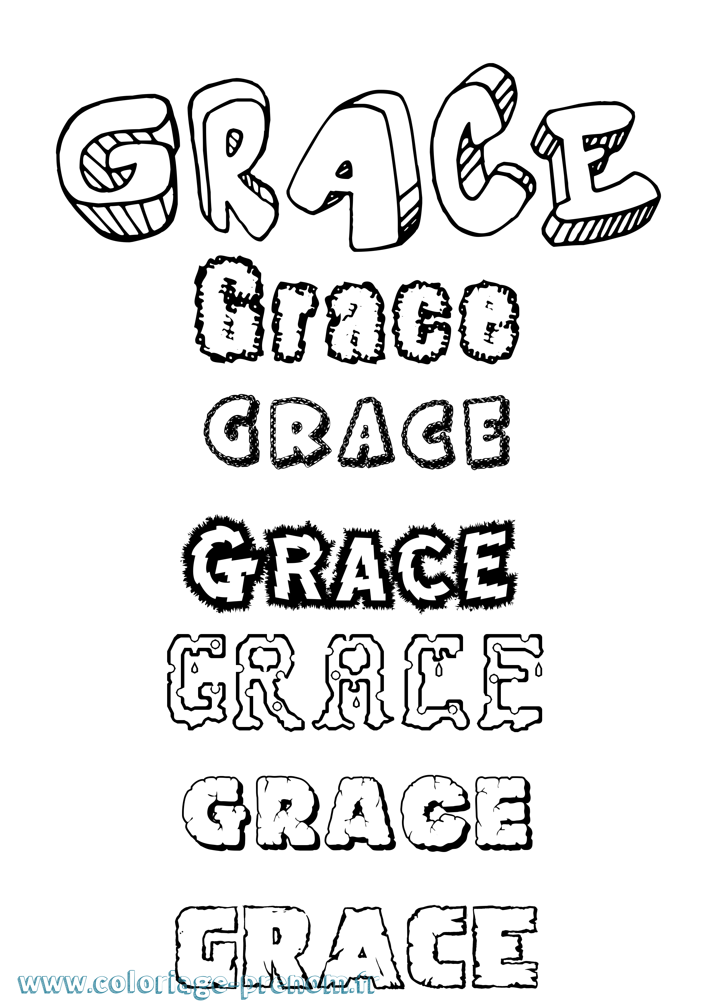 Coloriage prénom Grace Destructuré