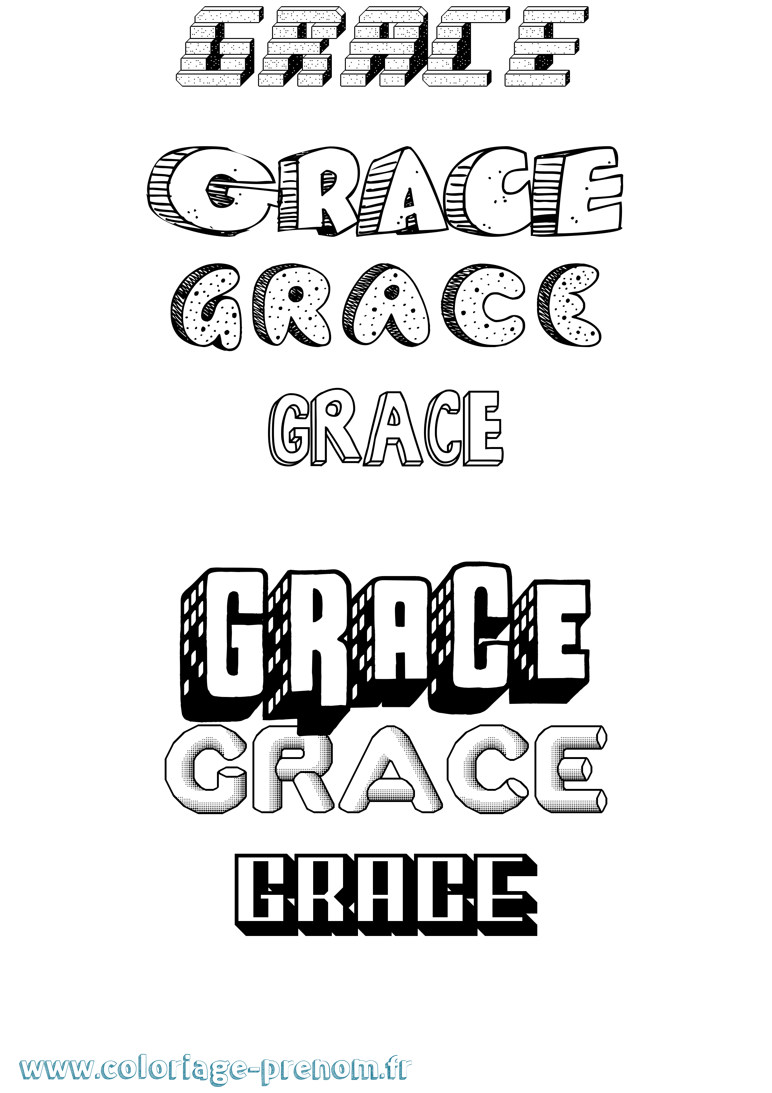 Coloriage prénom Grace Effet 3D