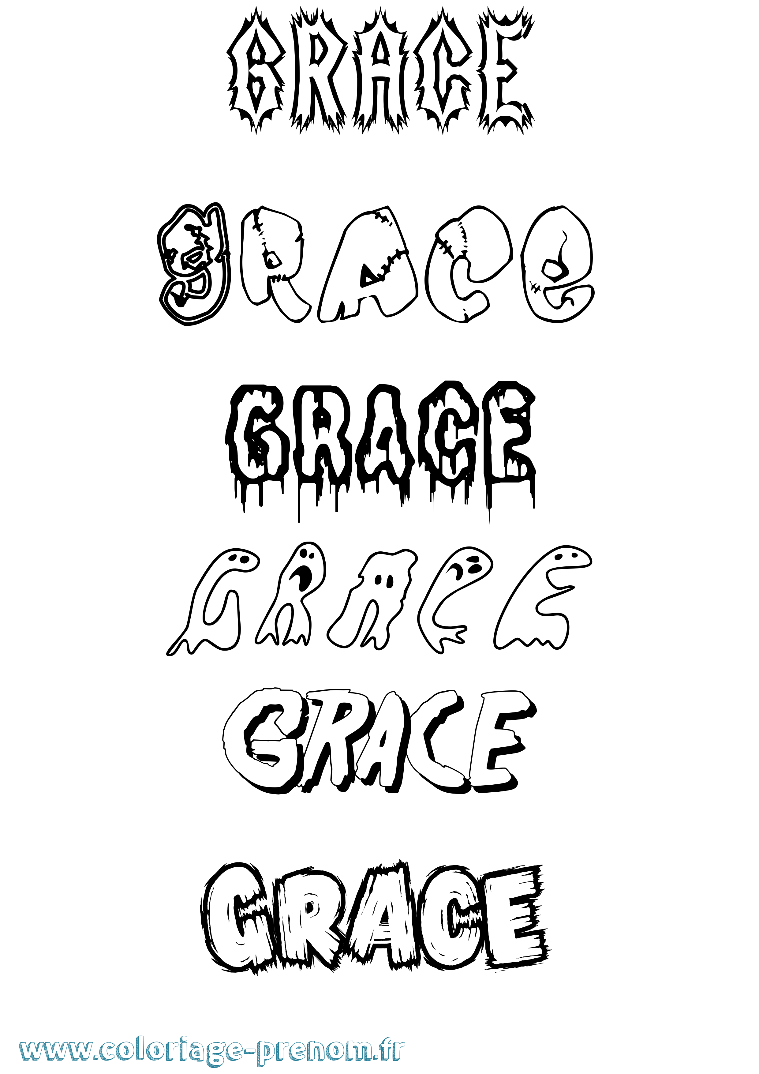 Coloriage prénom Grace Frisson