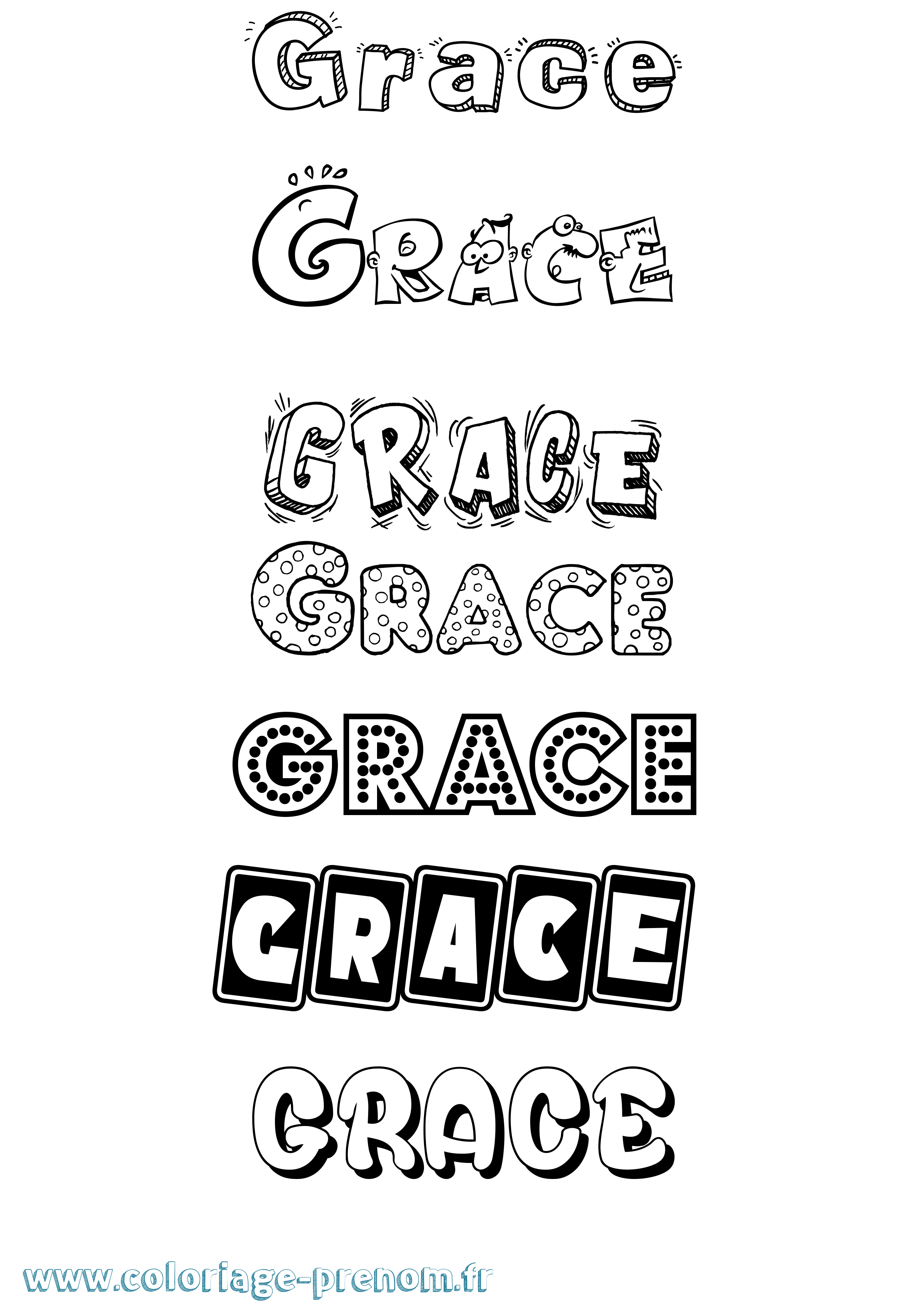 Coloriage prénom Grace Fun
