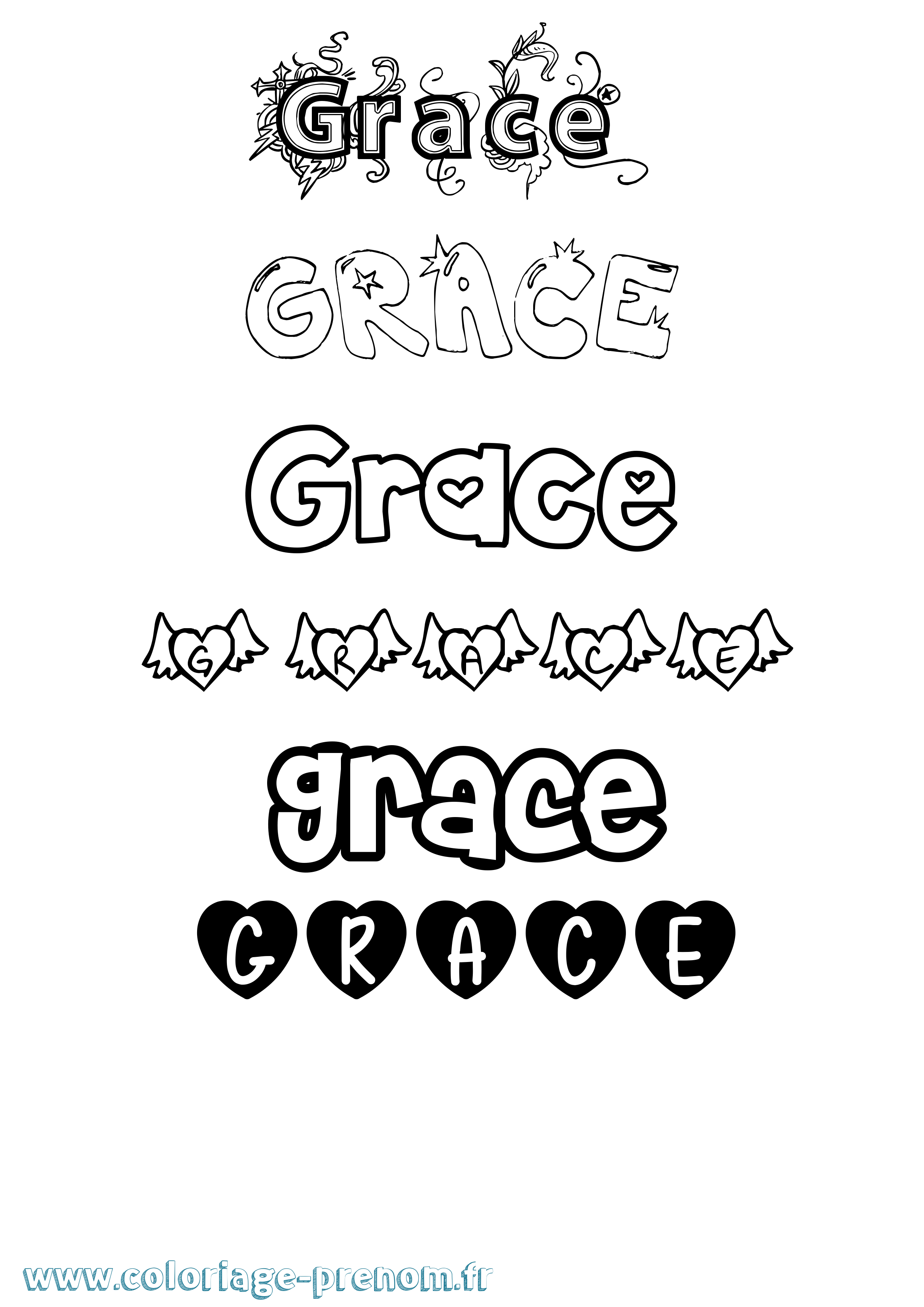 Coloriage Grace Girly Coloriage prénom Grace Girly