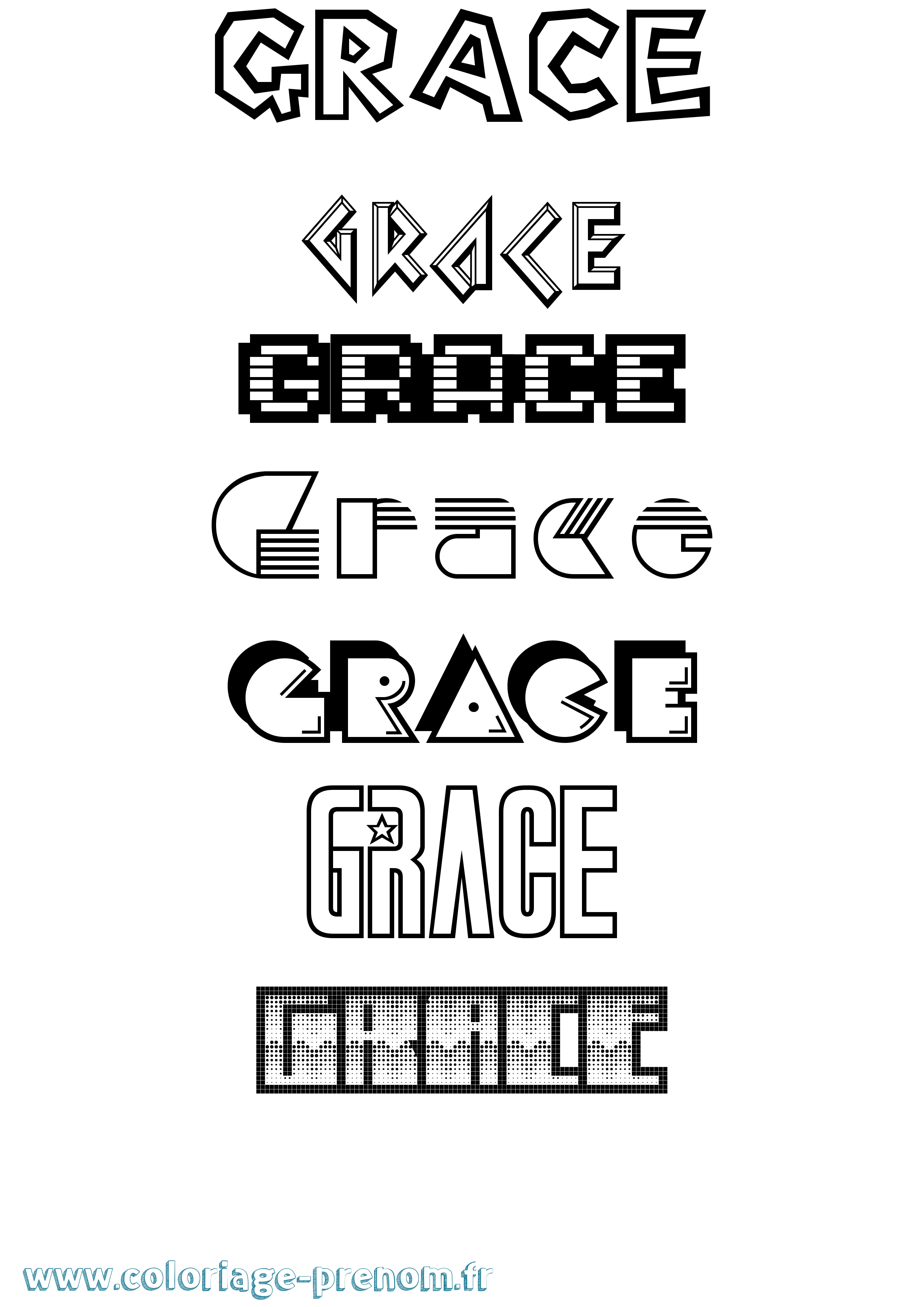 Coloriage prénom Grace Jeux Vidéos