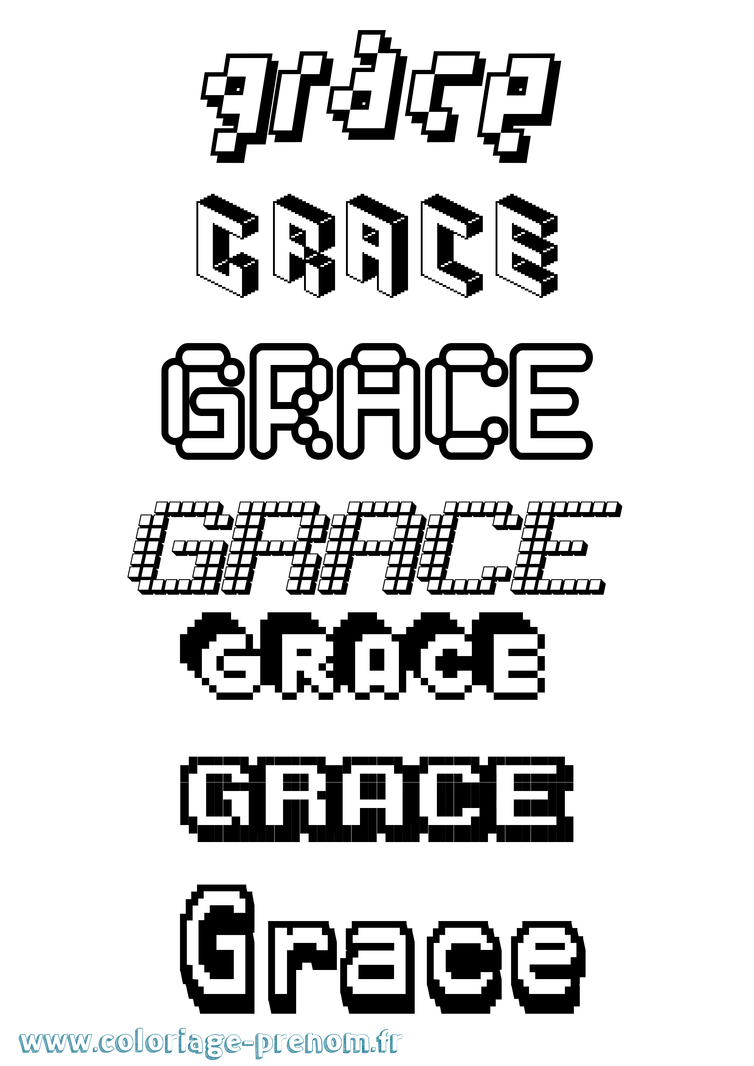 Coloriage prénom Grace Pixel