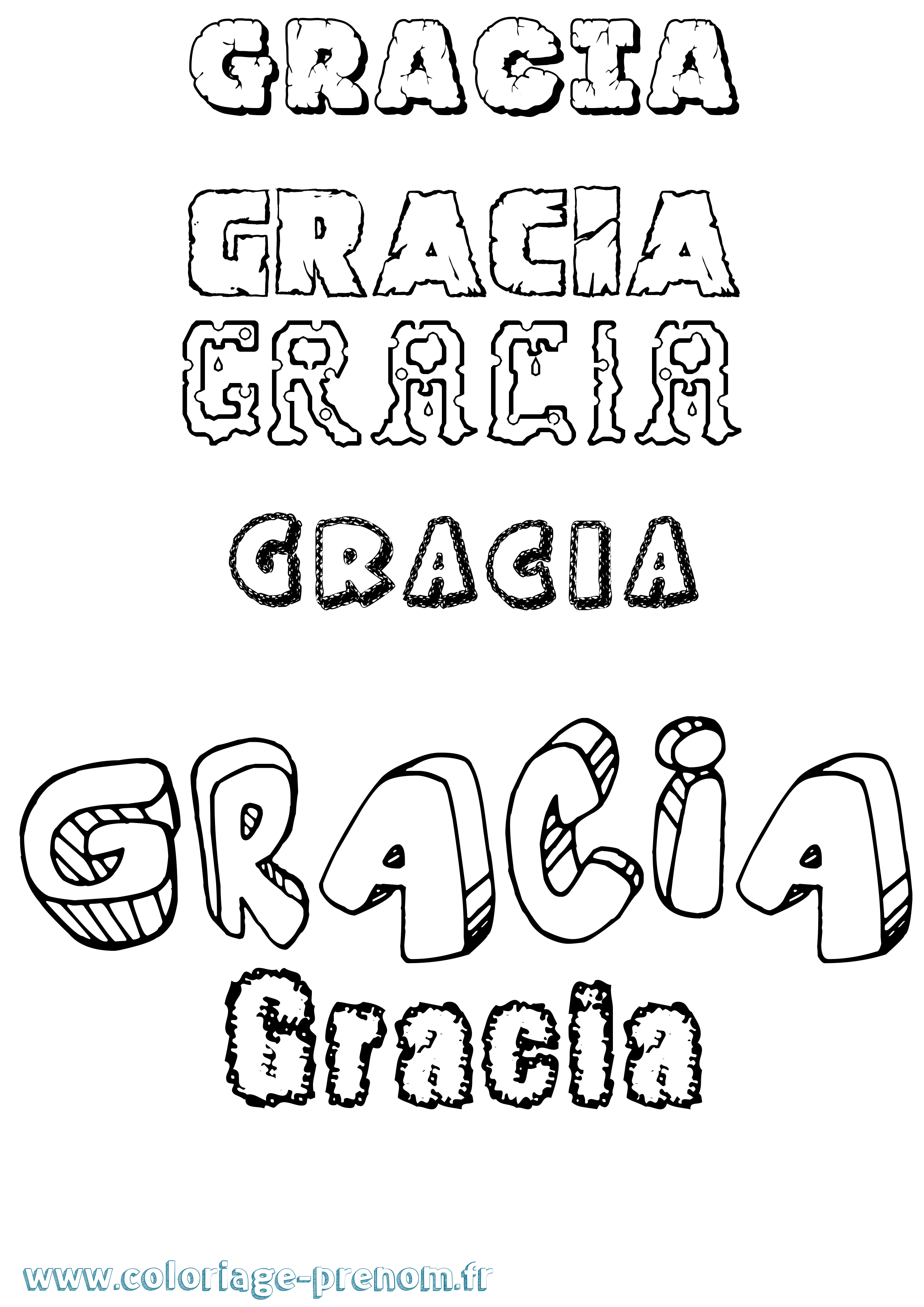 Coloriage prénom Gracia Destructuré