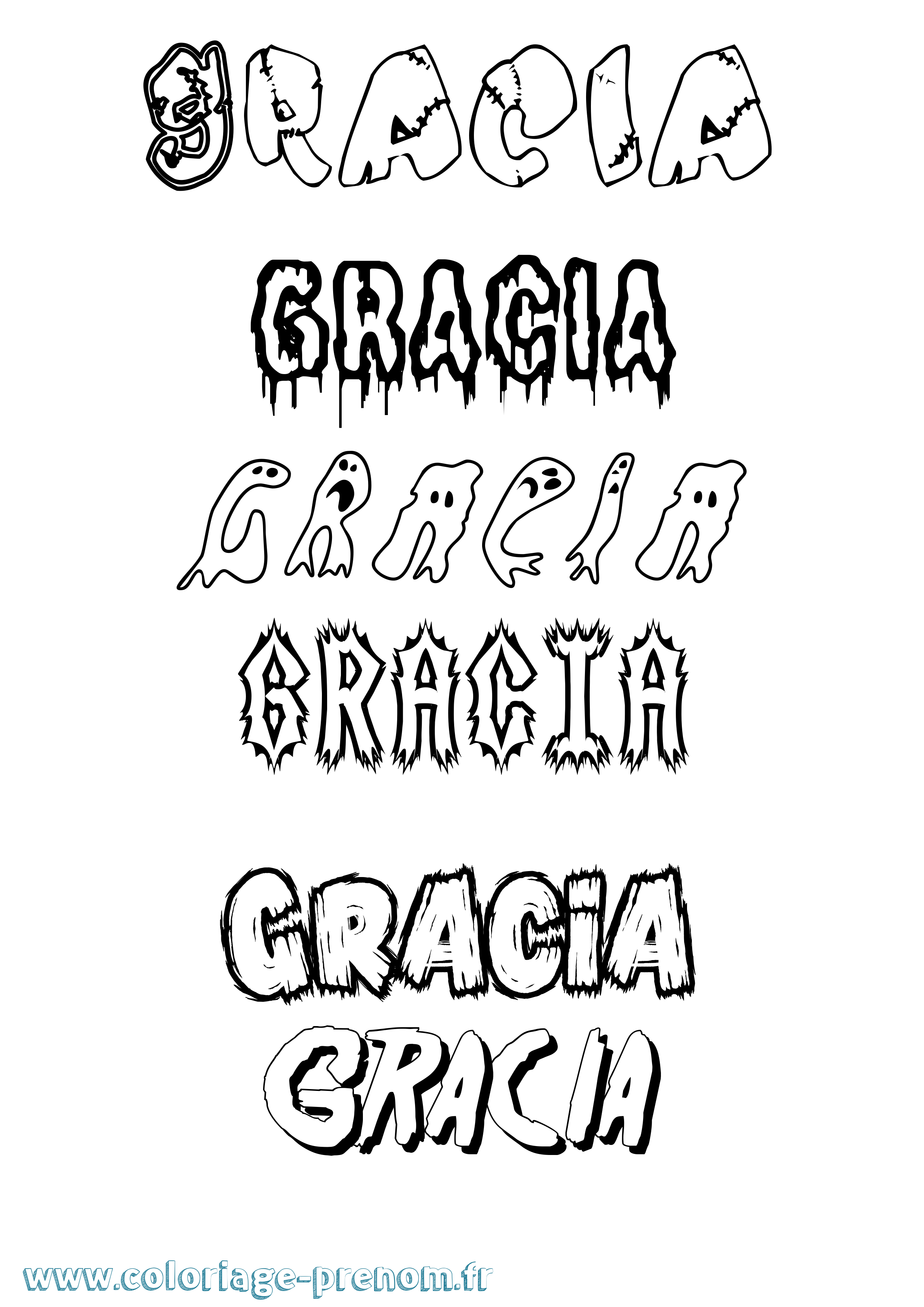 Coloriage prénom Gracia Frisson