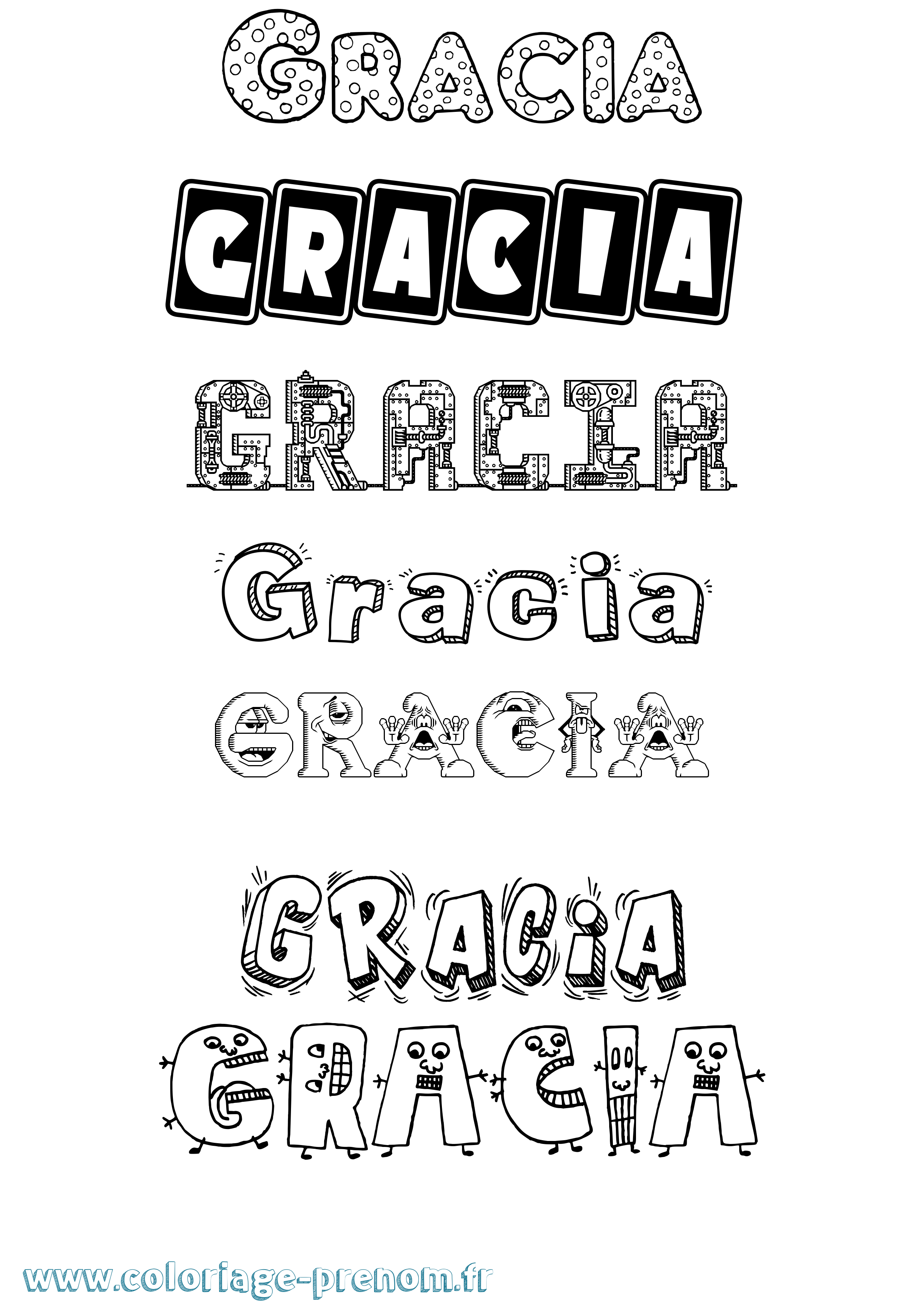 Coloriage prénom Gracia Fun