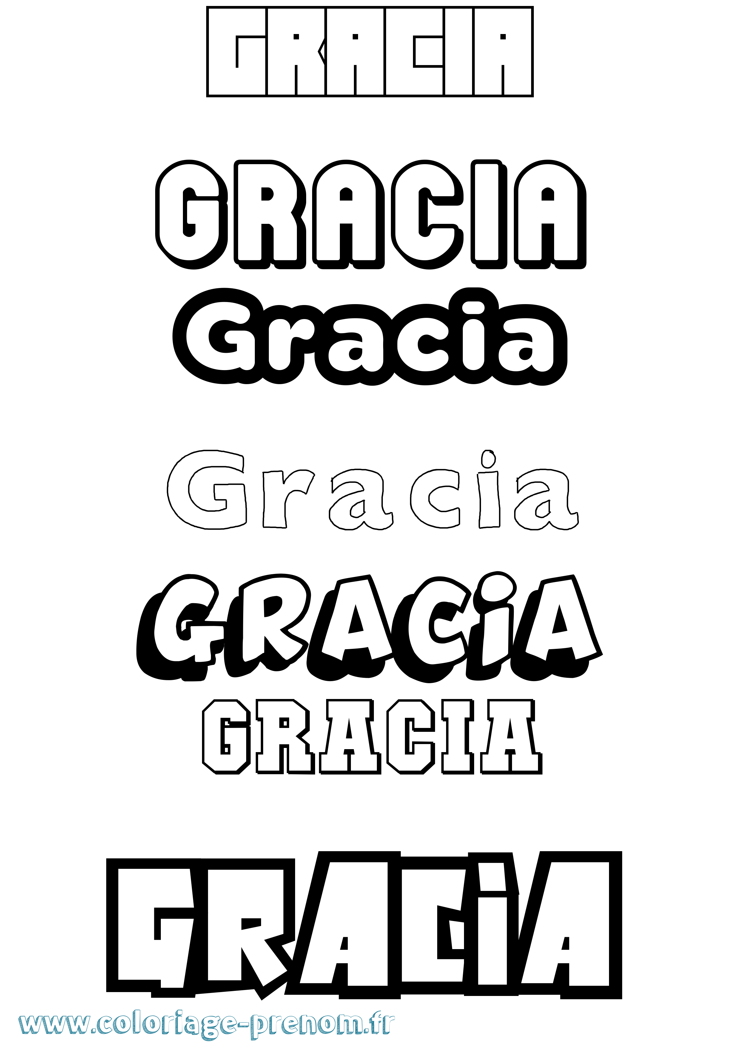 Coloriage prénom Gracia Simple