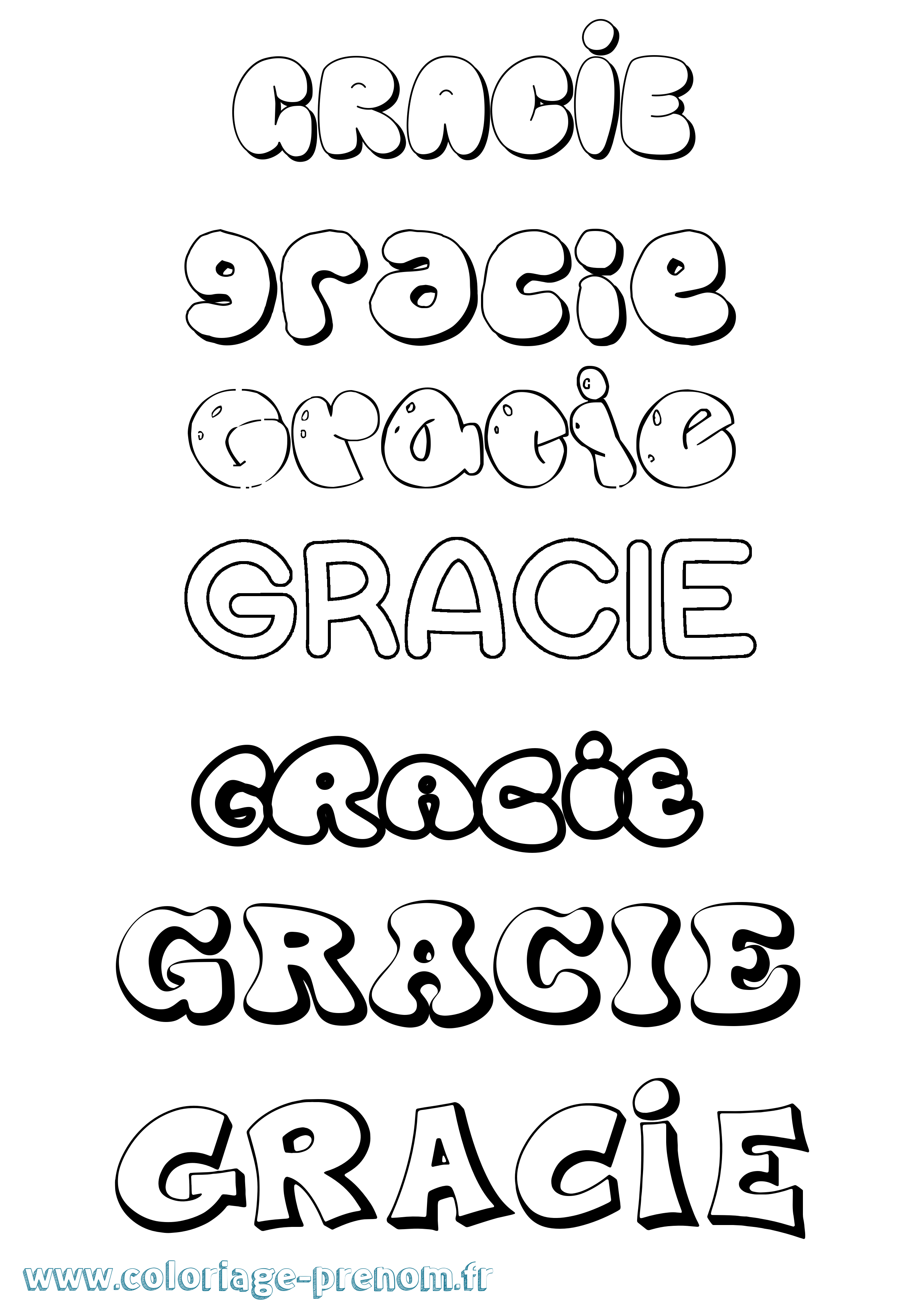 Coloriage Gracie Bubble Coloriage prénom Gracie Bubble
