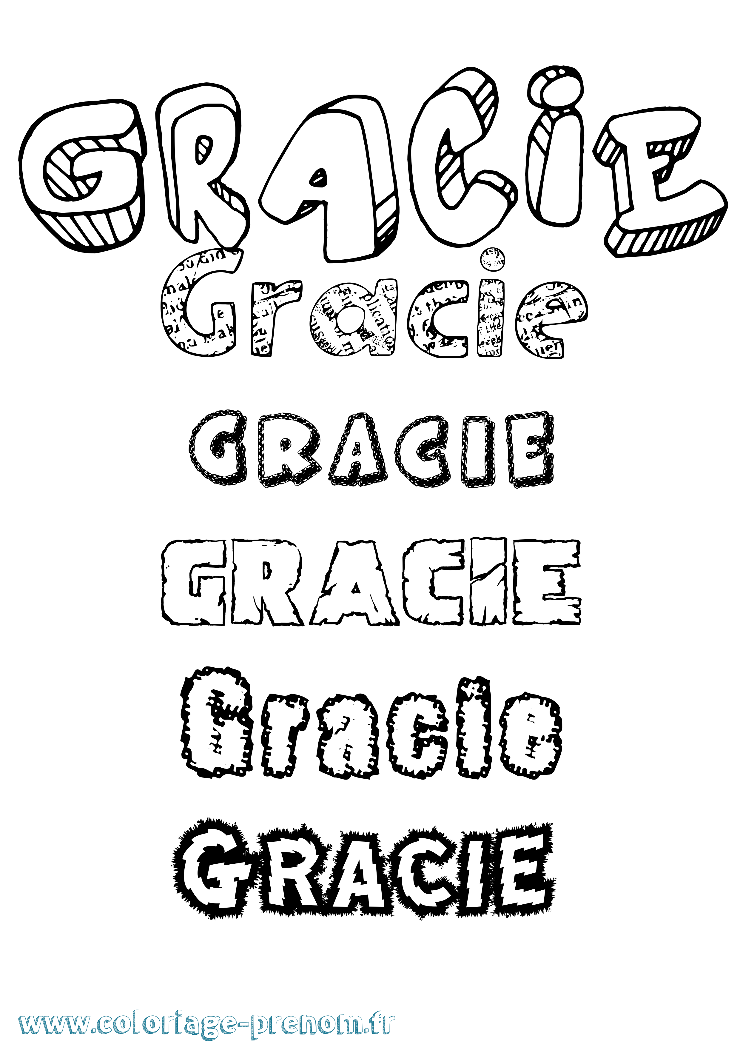 Coloriage Gracie Destructuré Coloriage prénom Gracie Destructuré