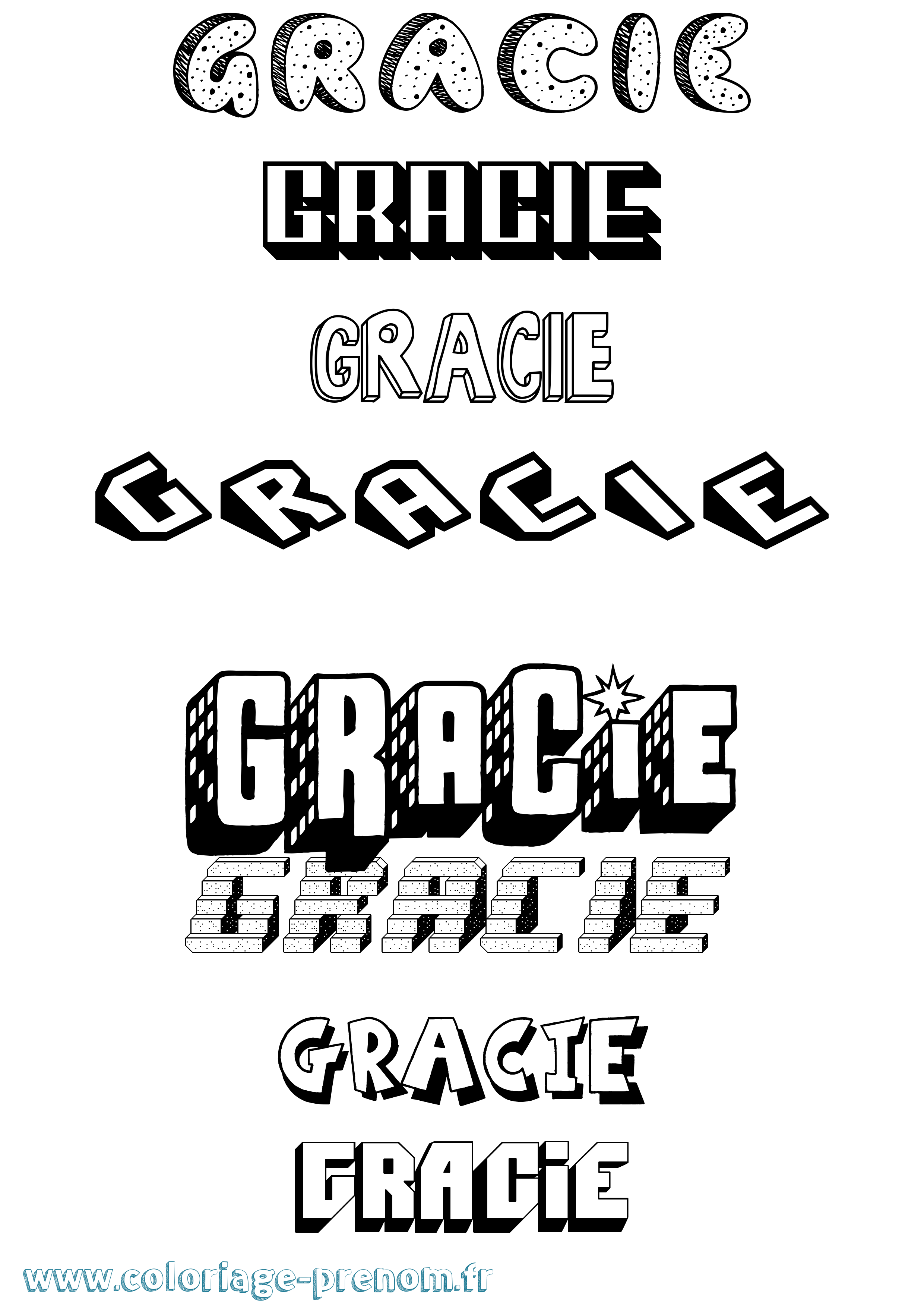 Coloriage Gracie Effet 3D Coloriage prénom Gracie Effet 3D