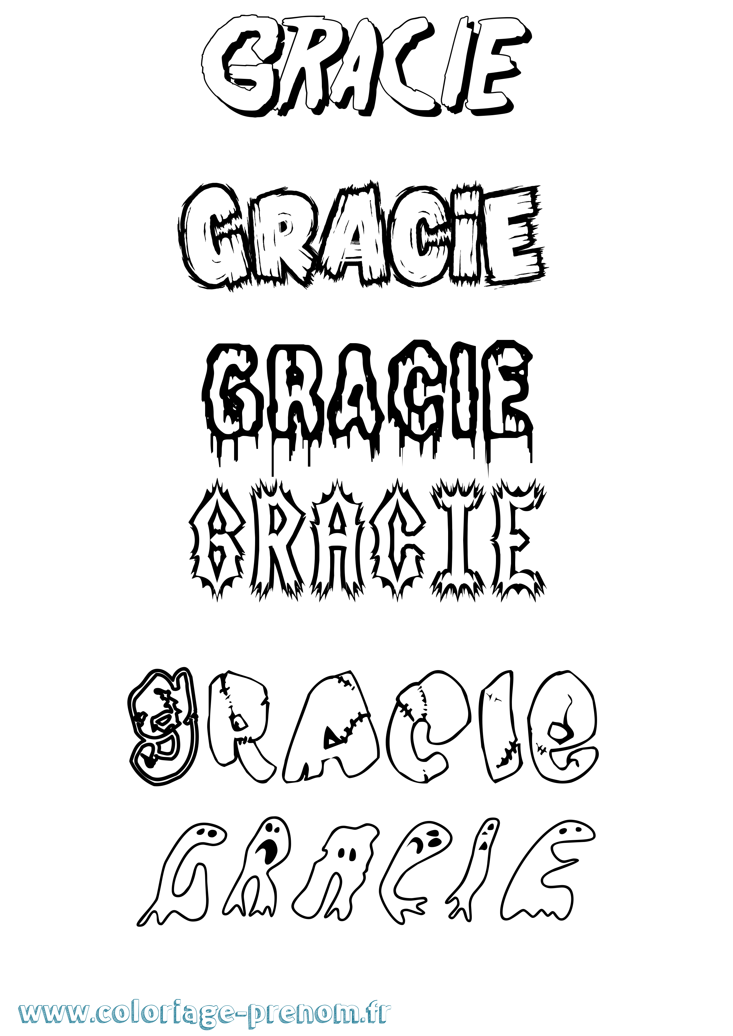 Coloriage prénom Gracie Frisson