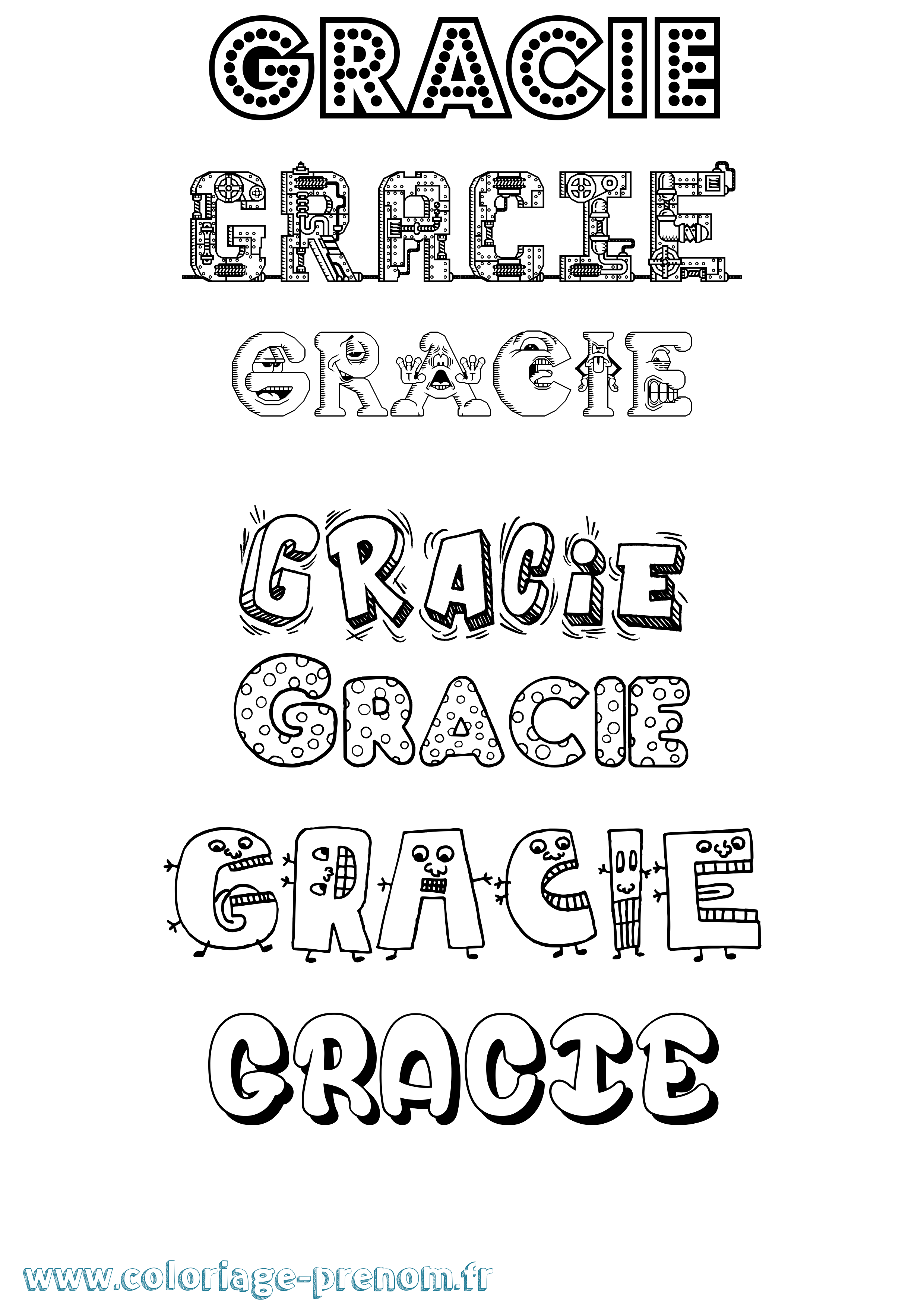 Coloriage prénom Gracie Fun