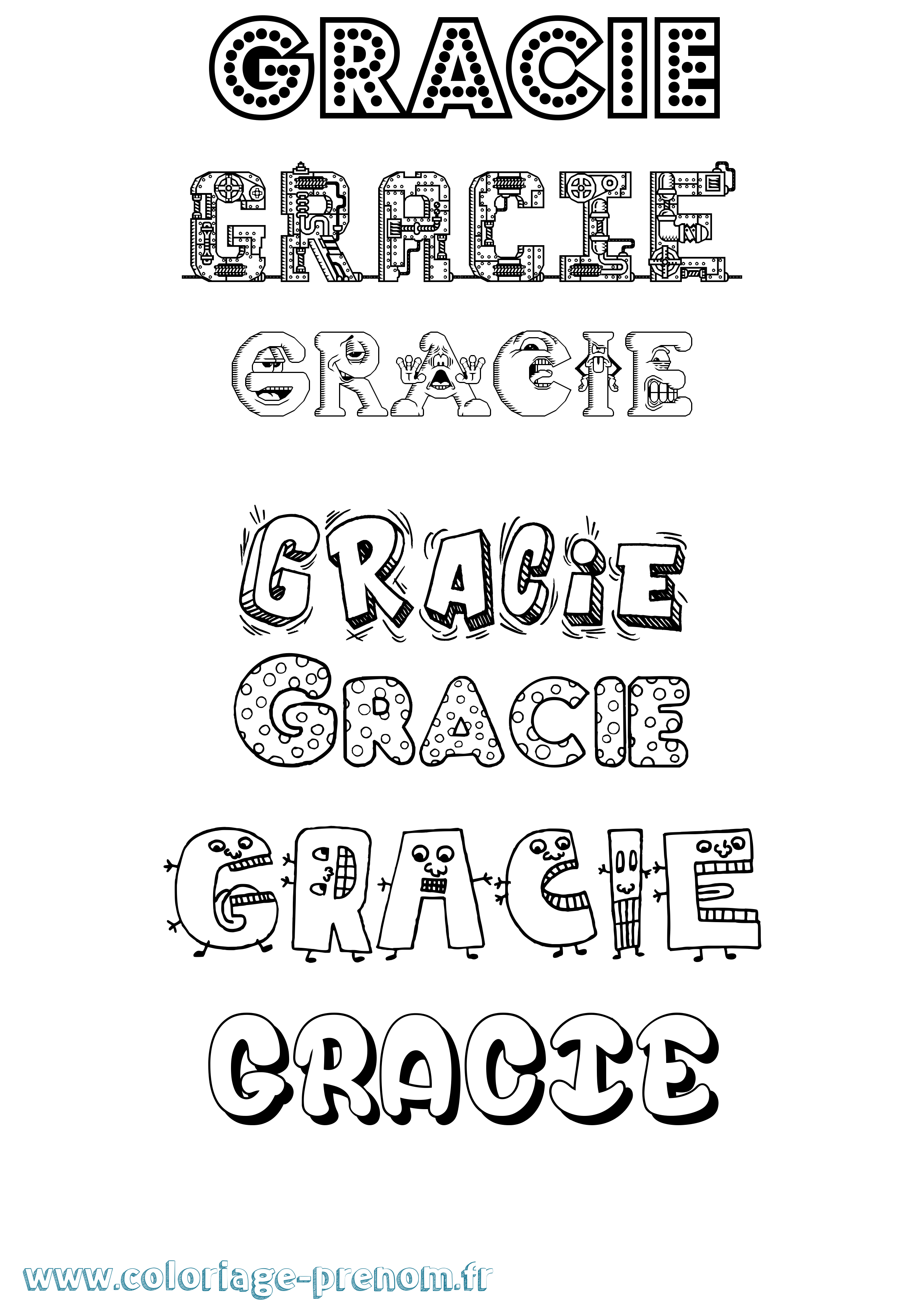 Coloriage Gracie Fun Coloriage prénom Gracie Fun