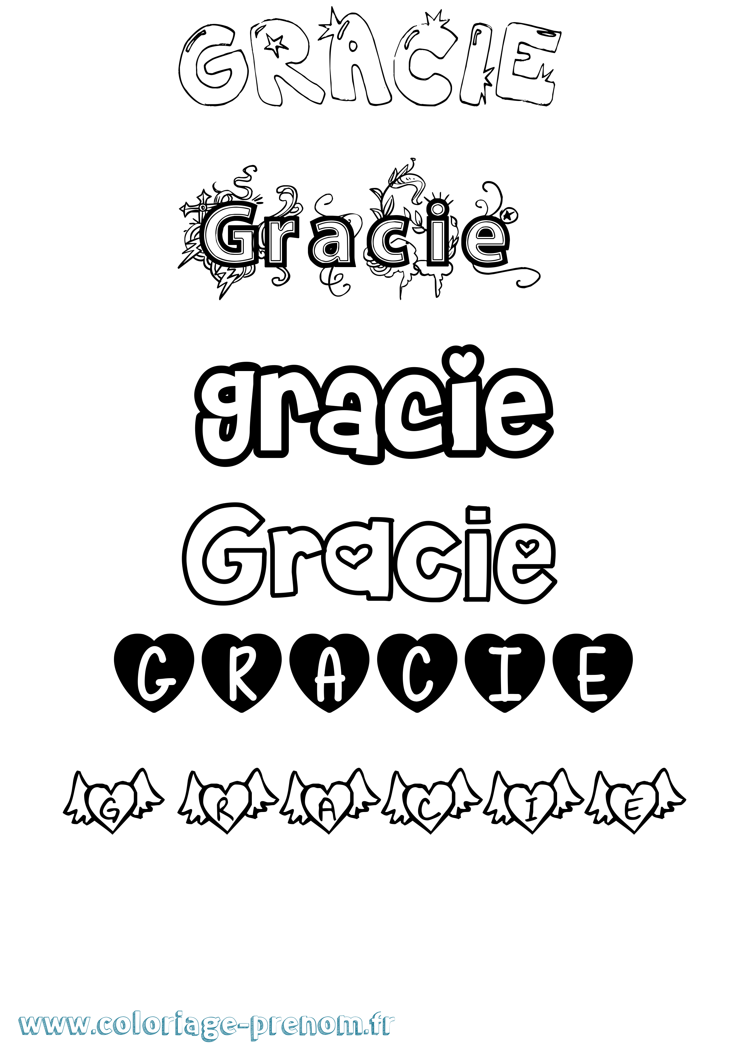 Coloriage prénom Gracie Girly