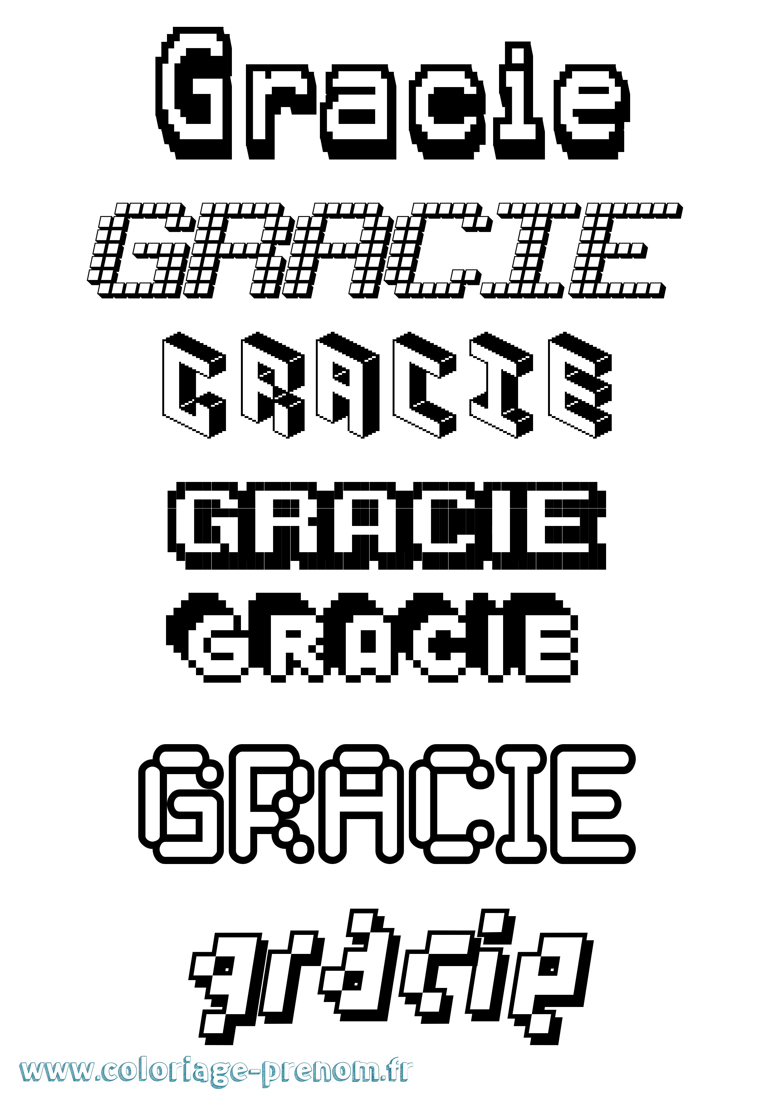 Coloriage Gracie Pixel Coloriage prénom Gracie Pixel