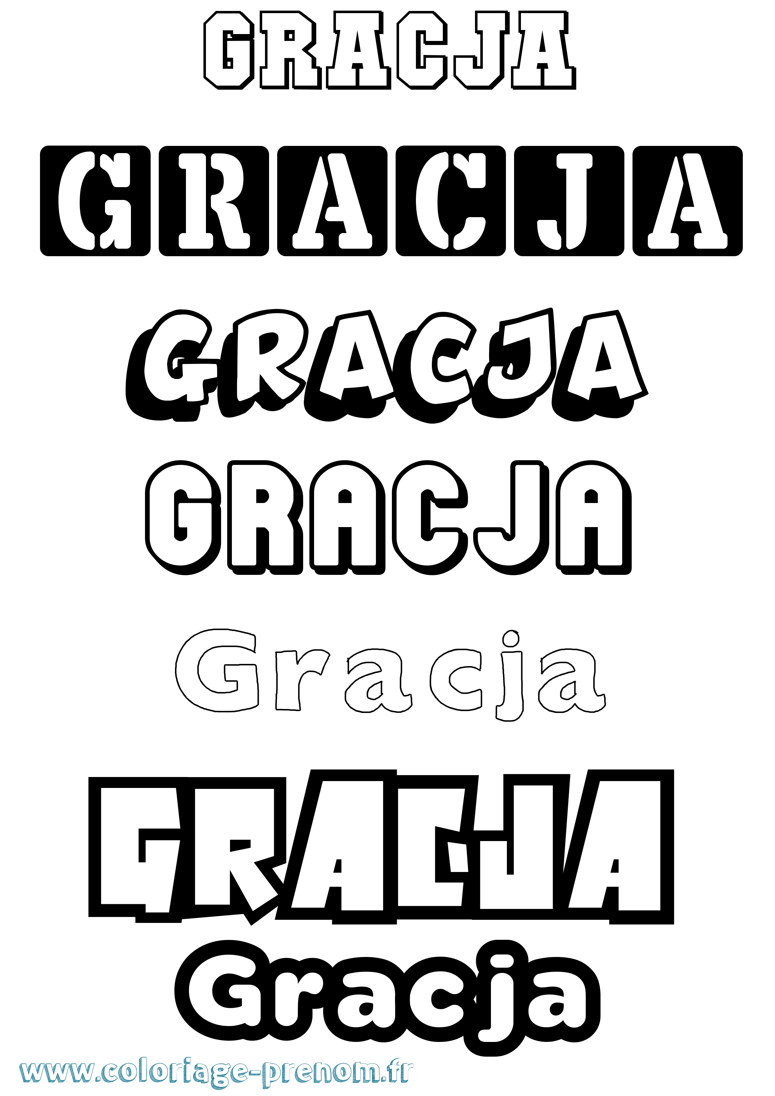 Coloriage prénom Gracja Simple