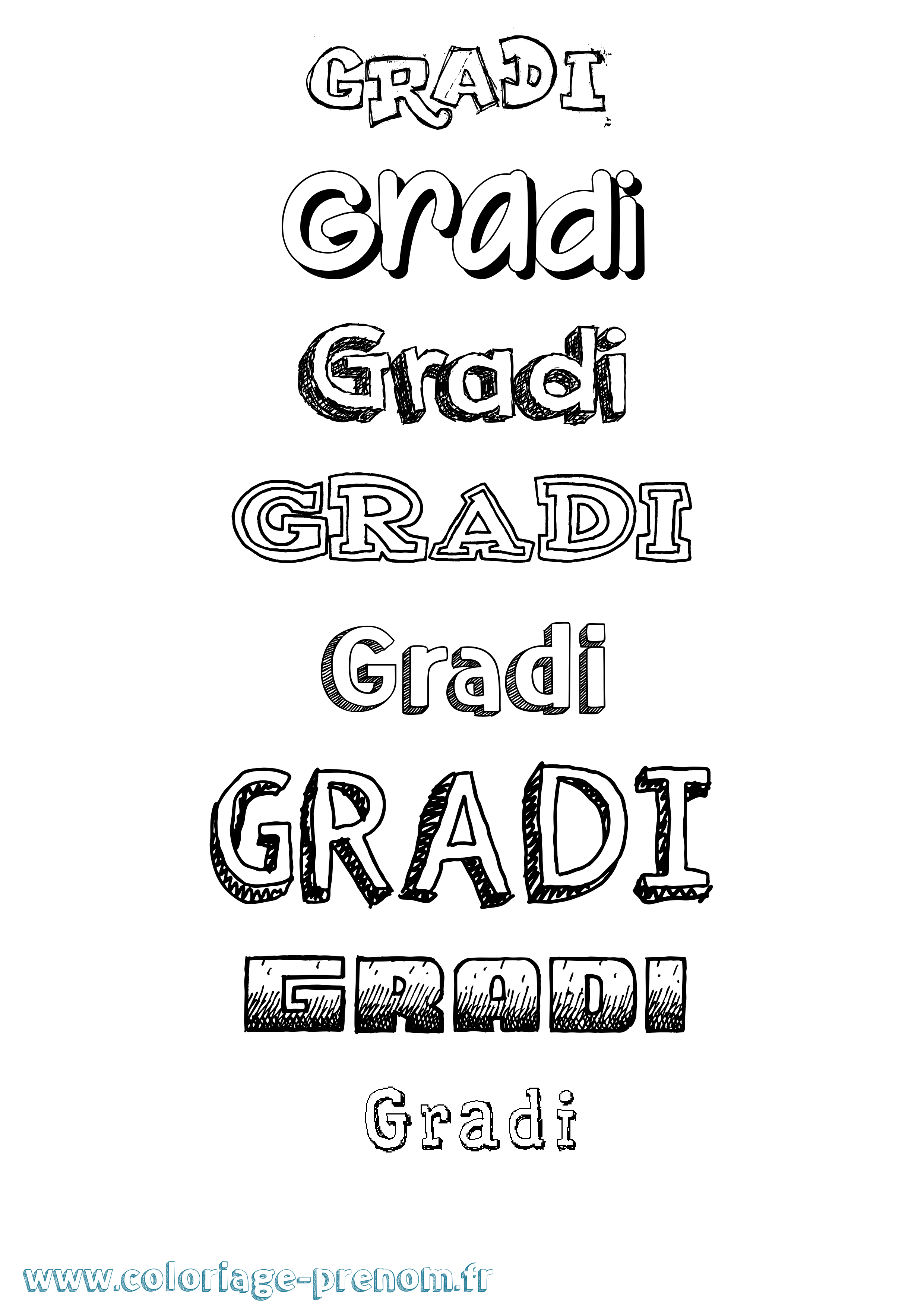 Coloriage Gradi Dessiné Coloriage prénom Gradi Dessiné