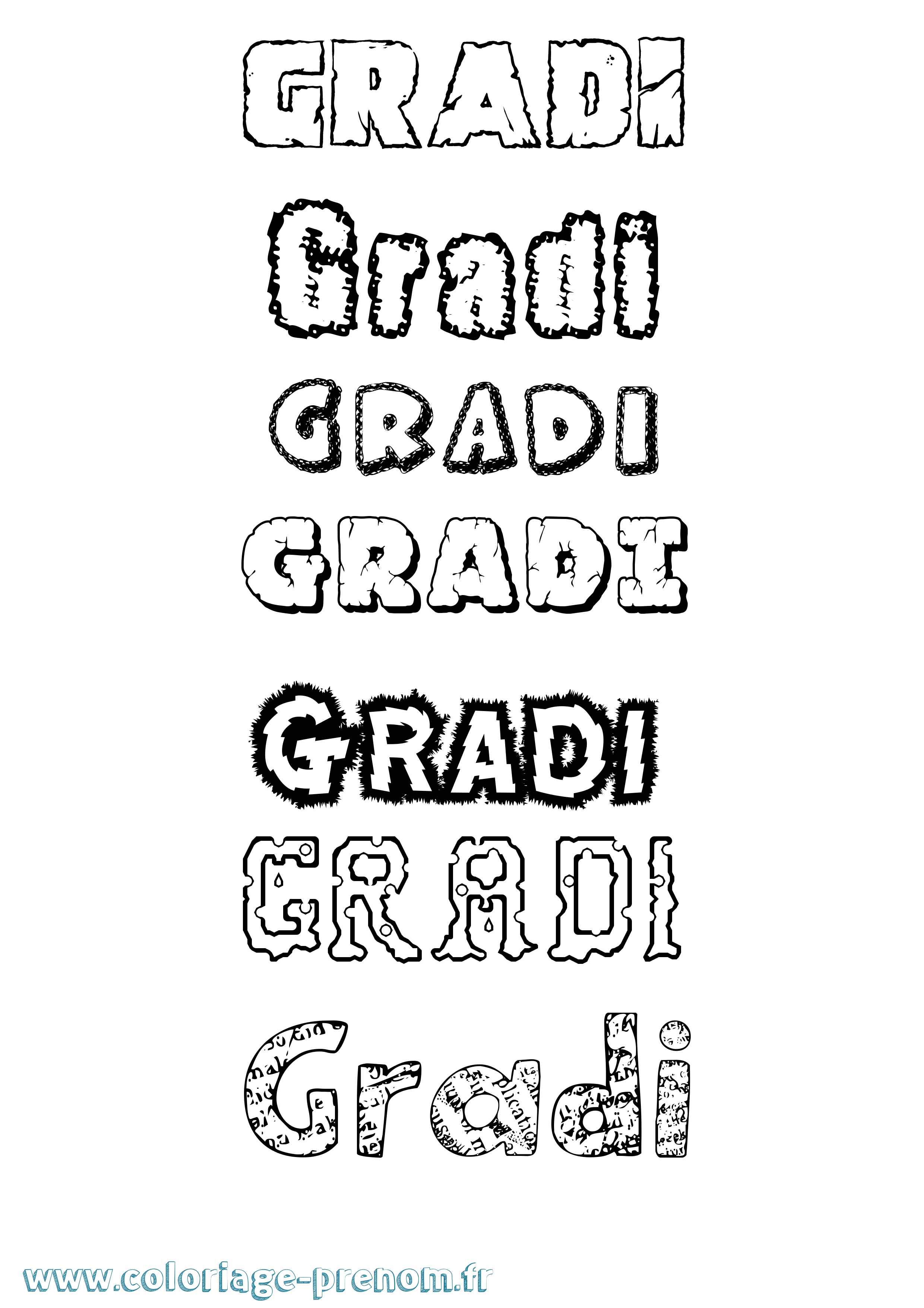 Coloriage Gradi Destructuré Coloriage prénom Gradi Destructuré