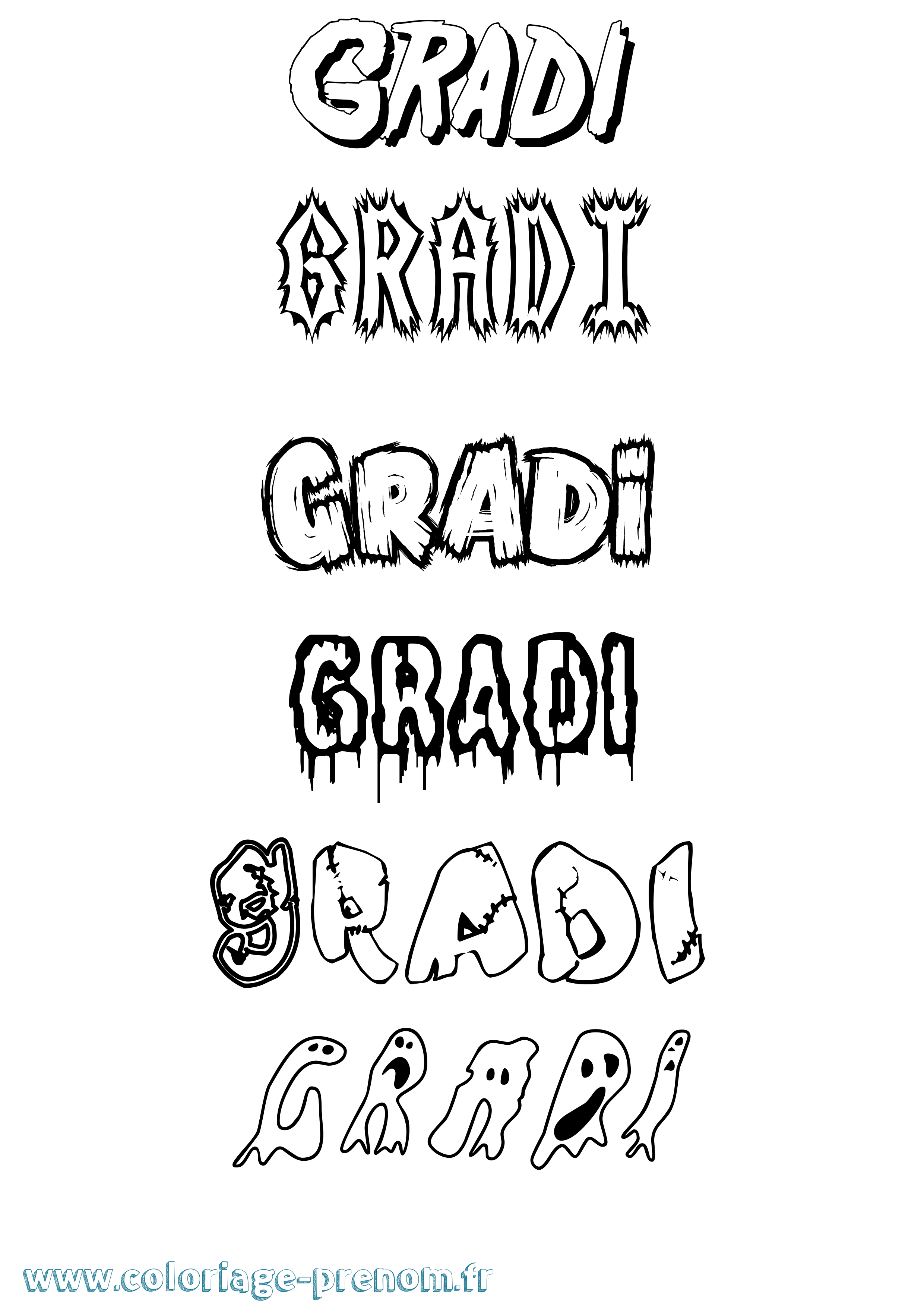 Coloriage Gradi Frisson Coloriage prénom Gradi Frisson