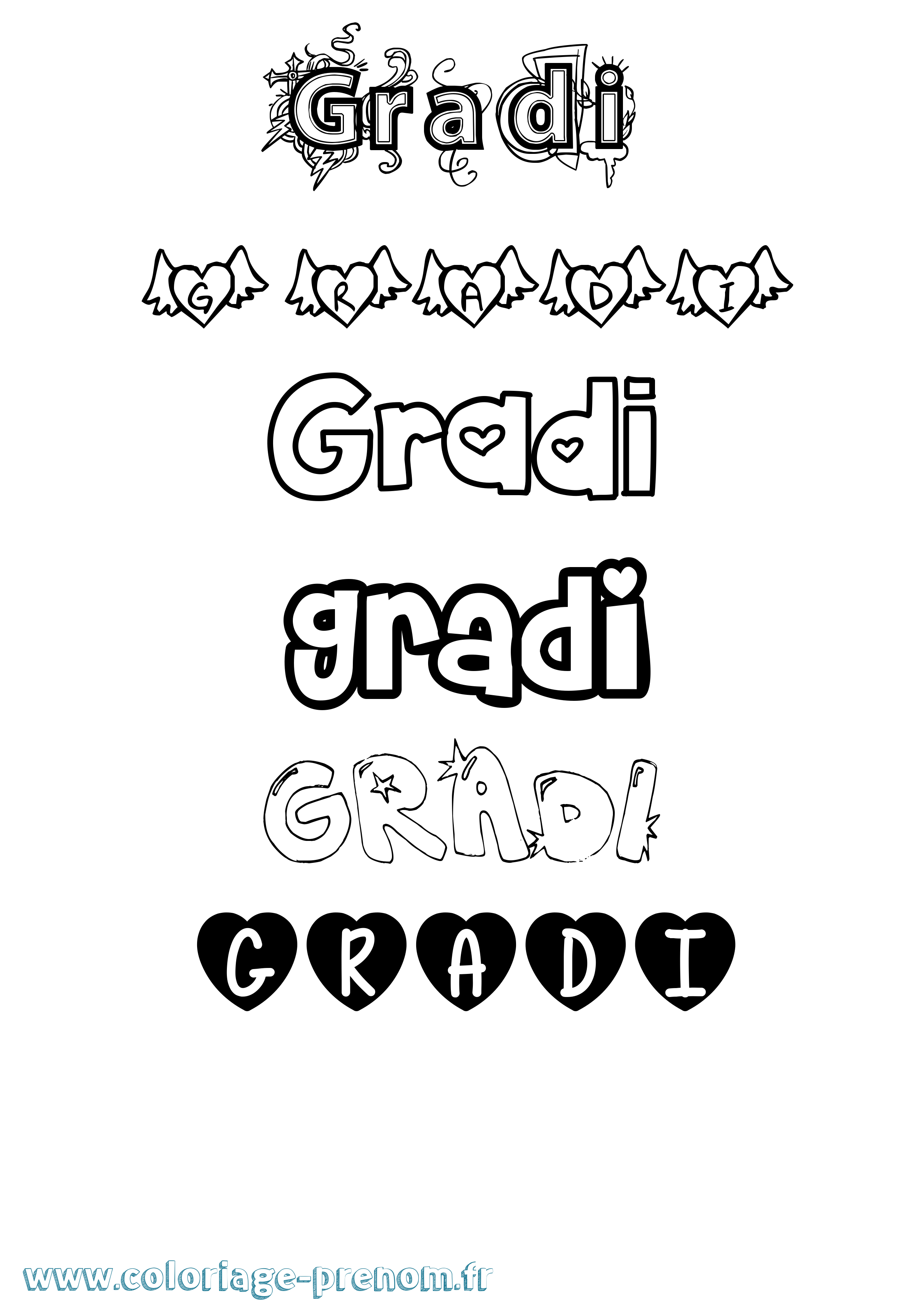 Coloriage prénom Gradi Girly