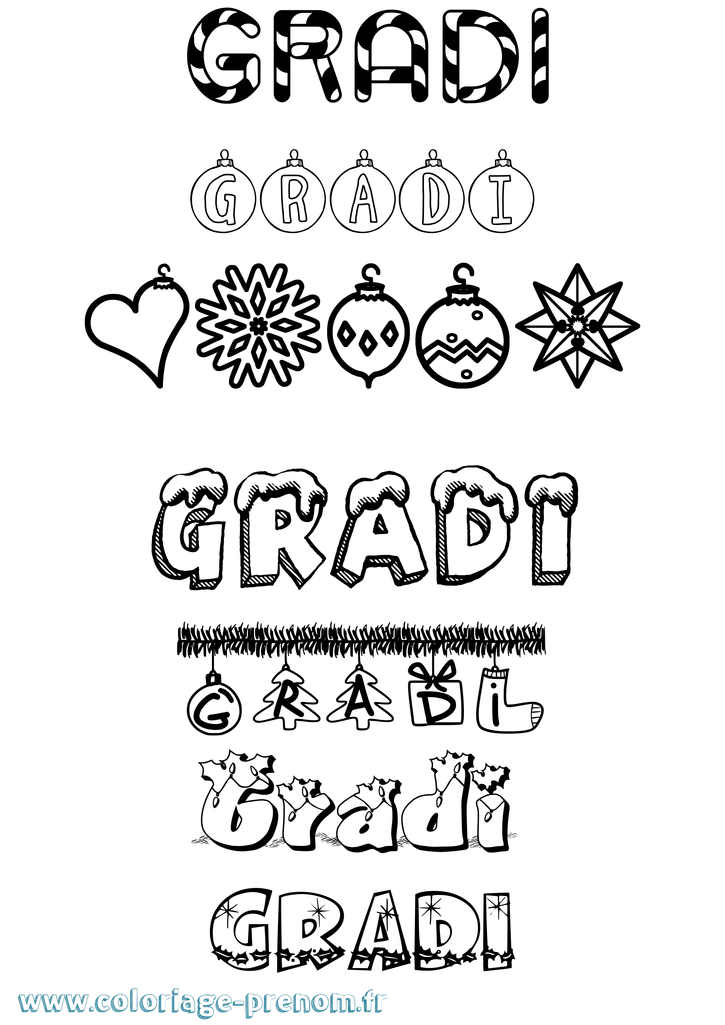 Coloriage Gradi Noël Coloriage prénom Gradi Noël