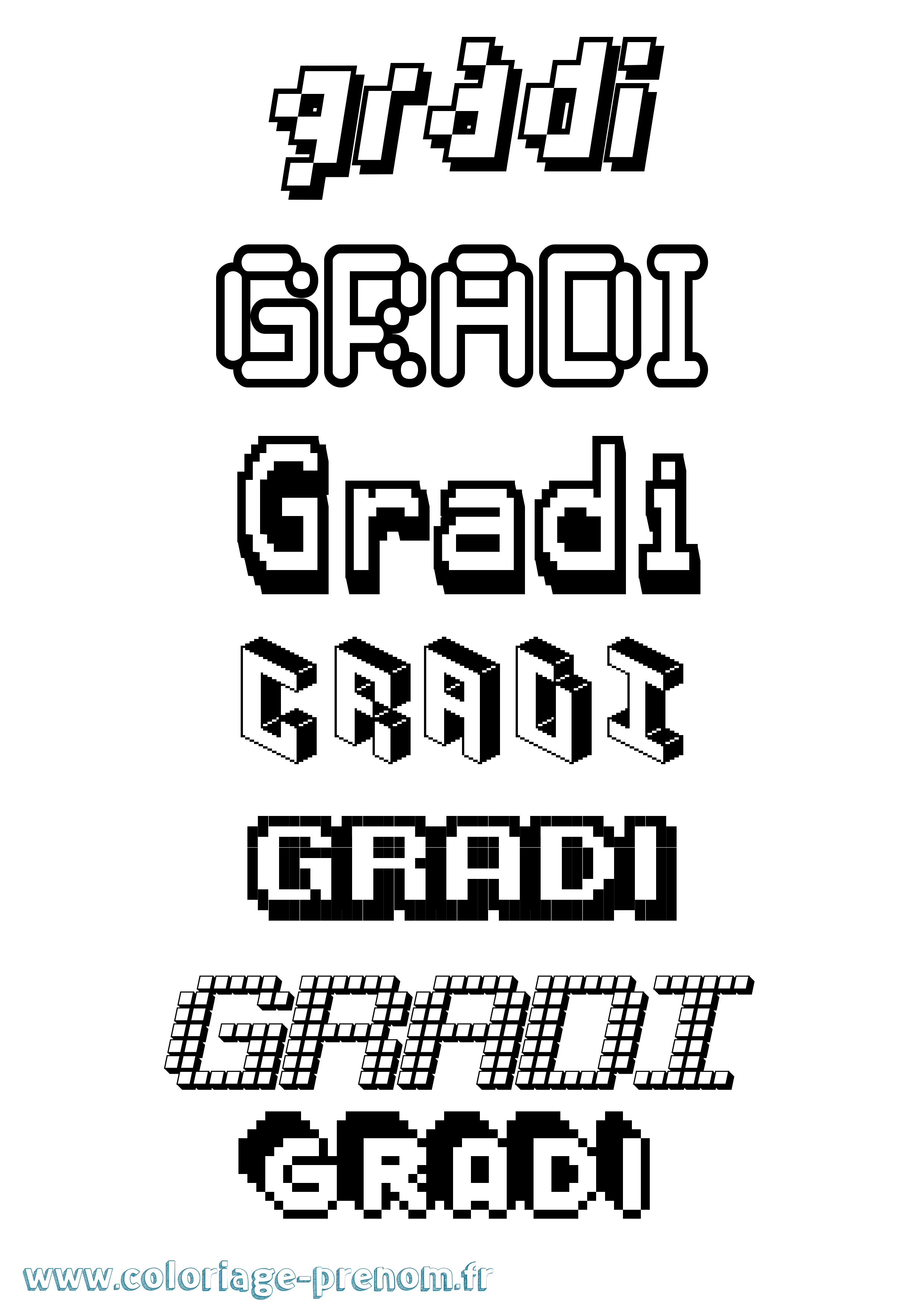 Coloriage prénom Gradi Pixel