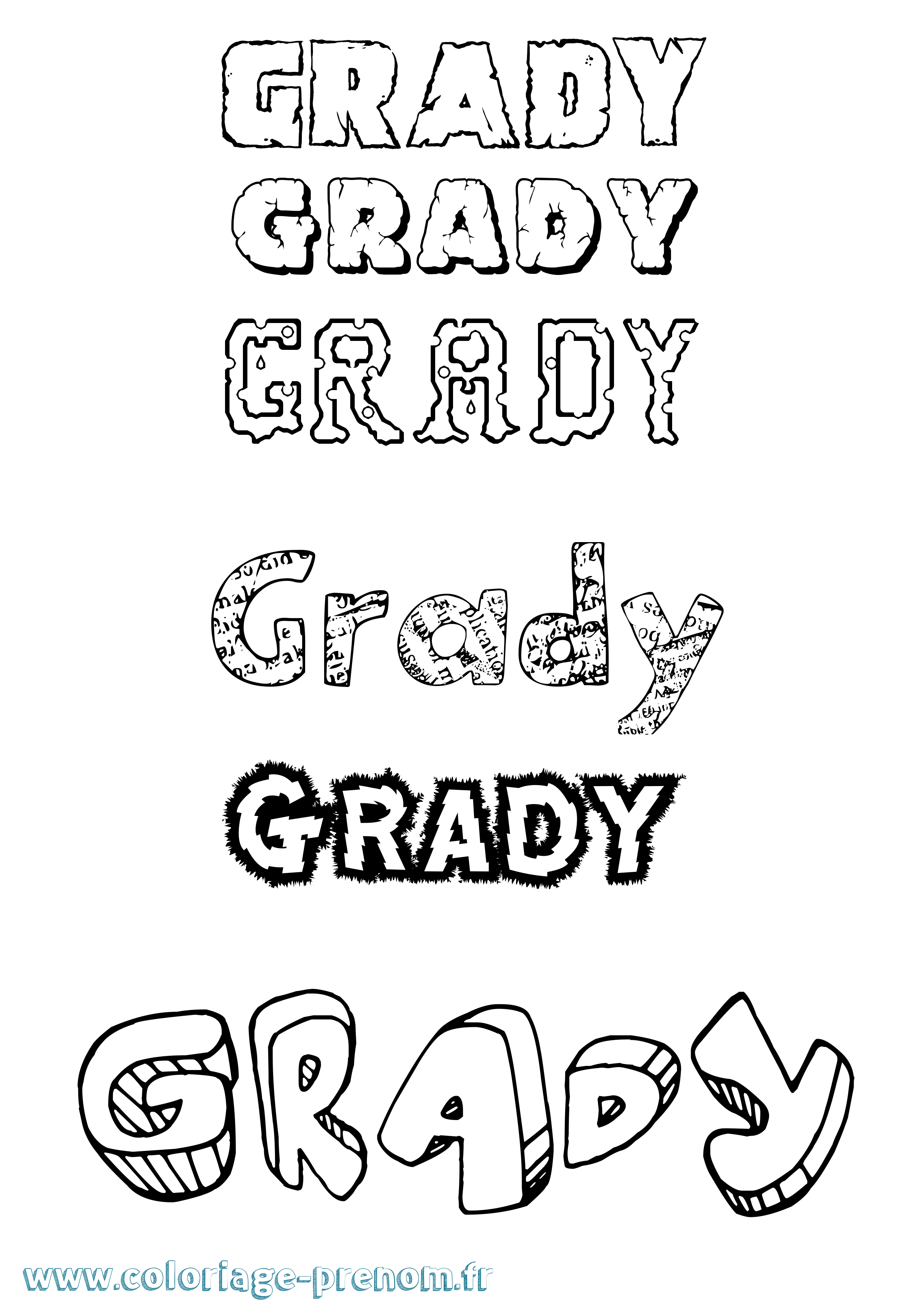 Coloriage prénom Grady Destructuré