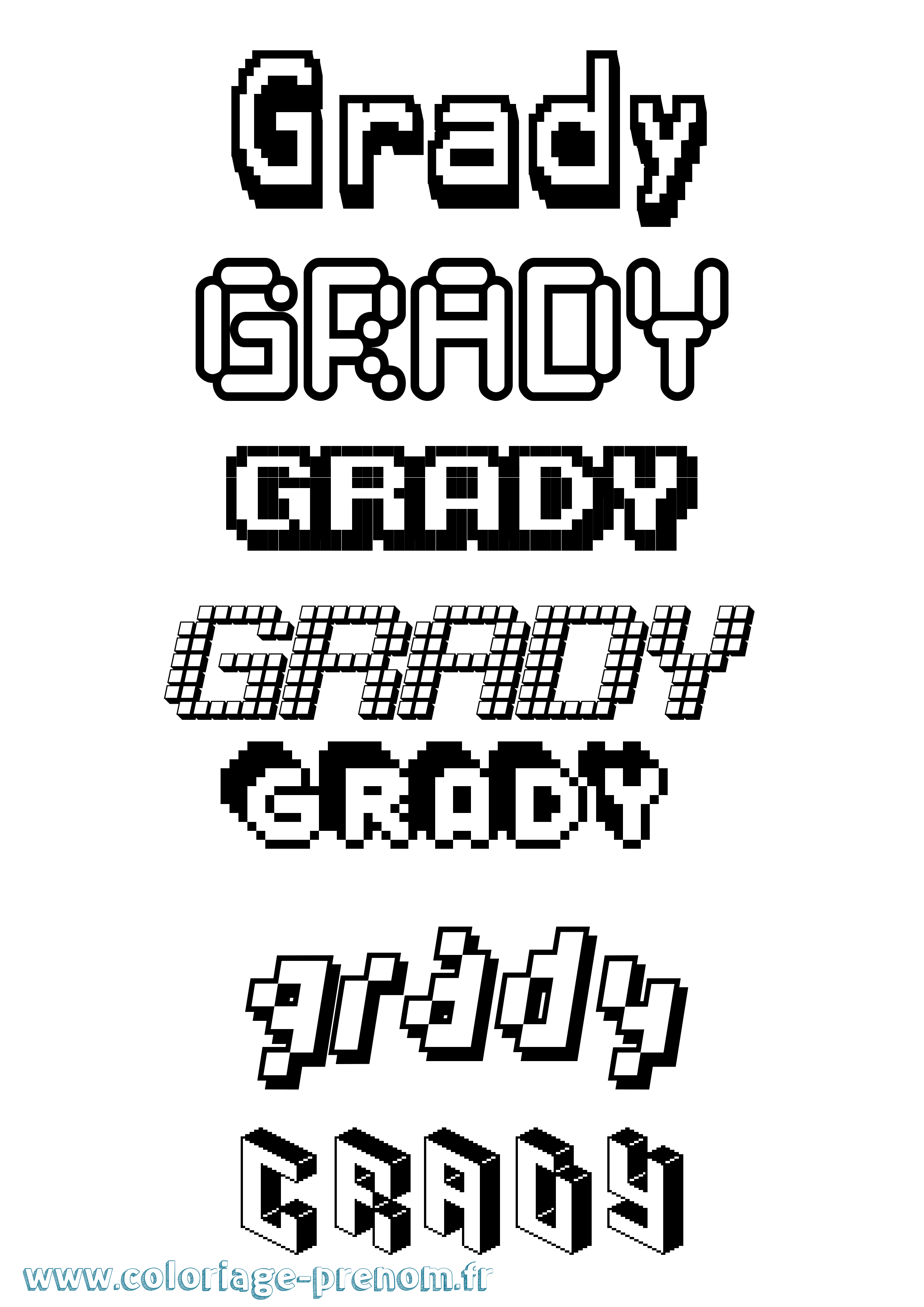 Coloriage prénom Grady Pixel