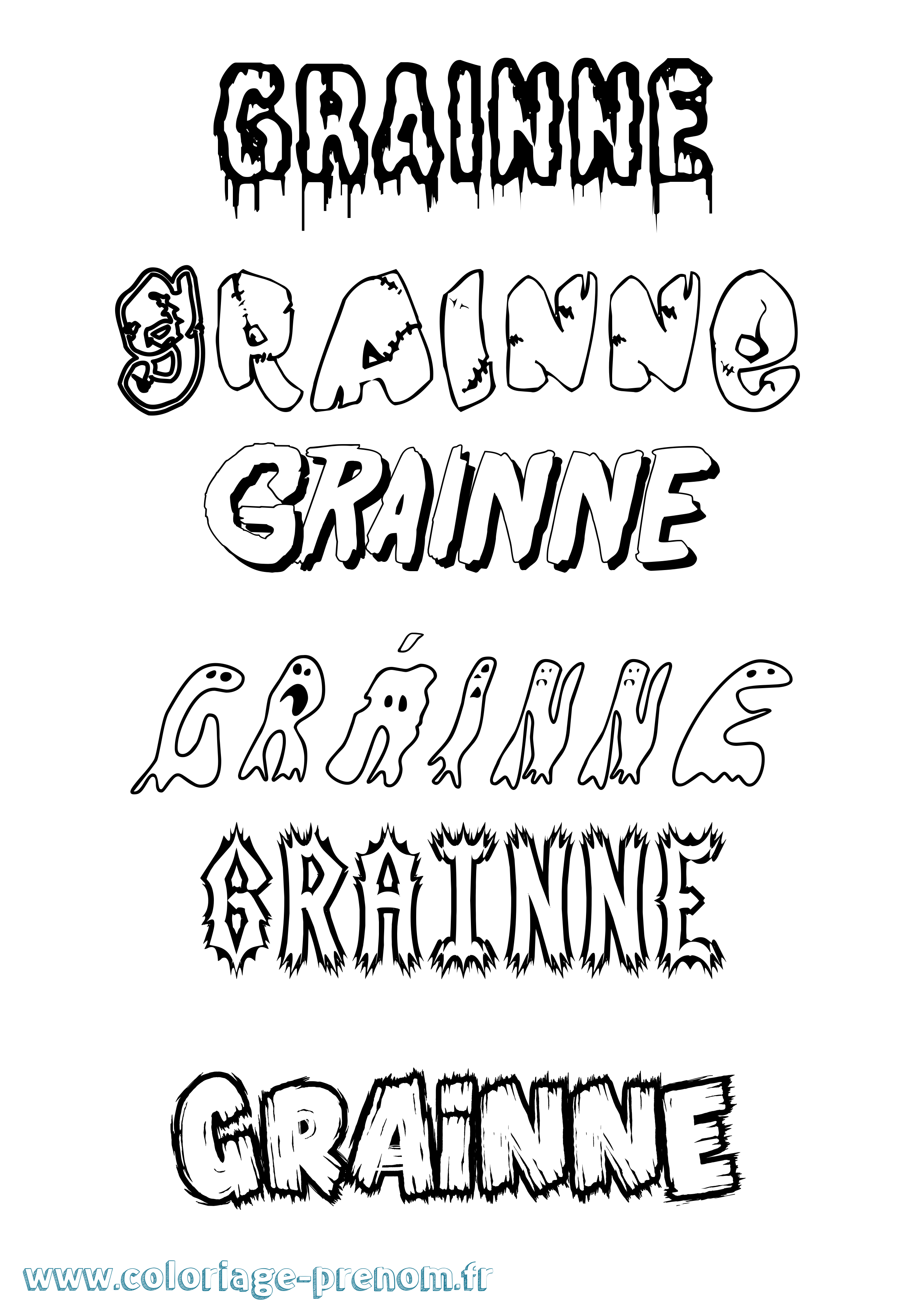 Coloriage prénom Gráinne Frisson