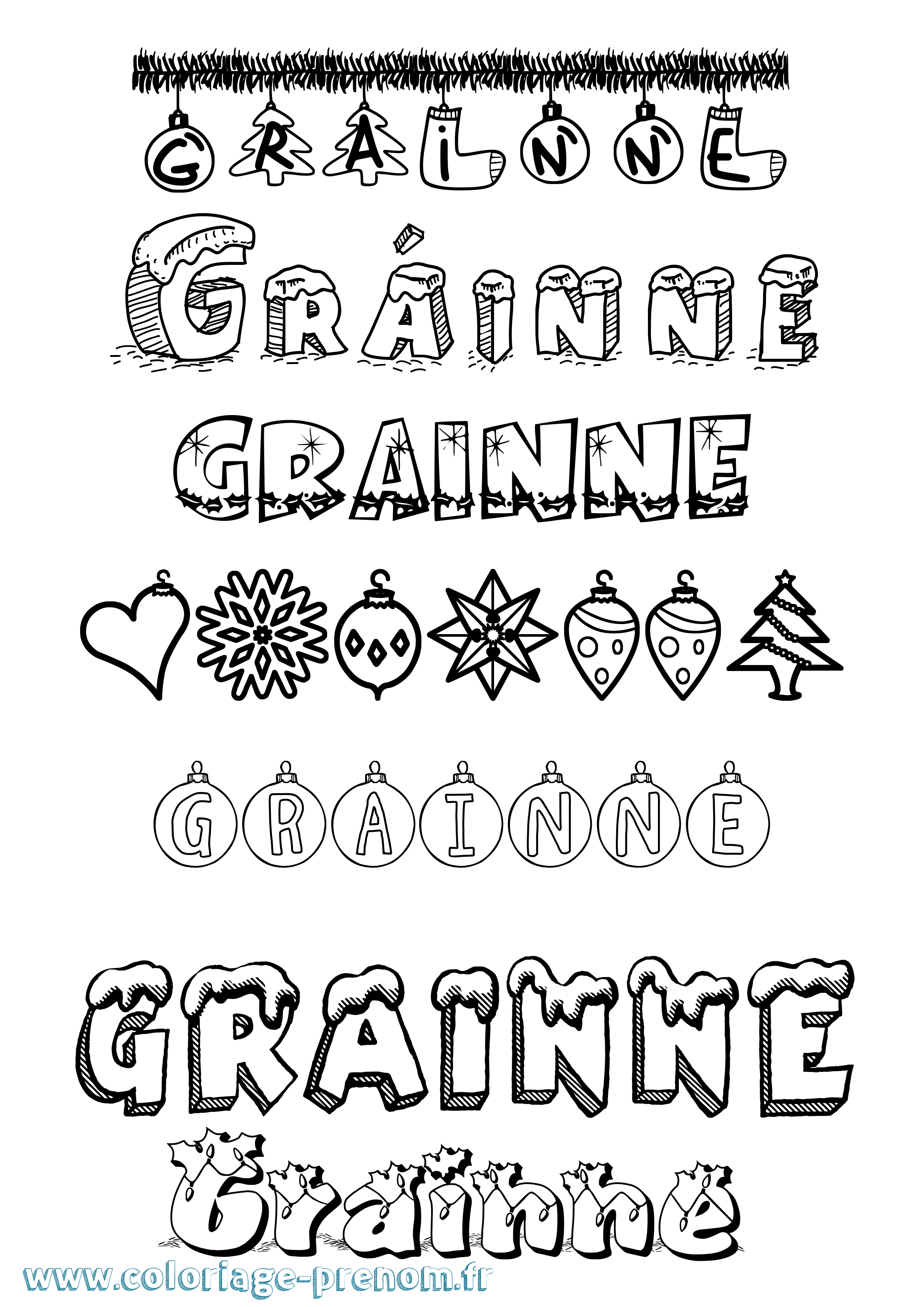 Coloriage prénom Gráinne Noël