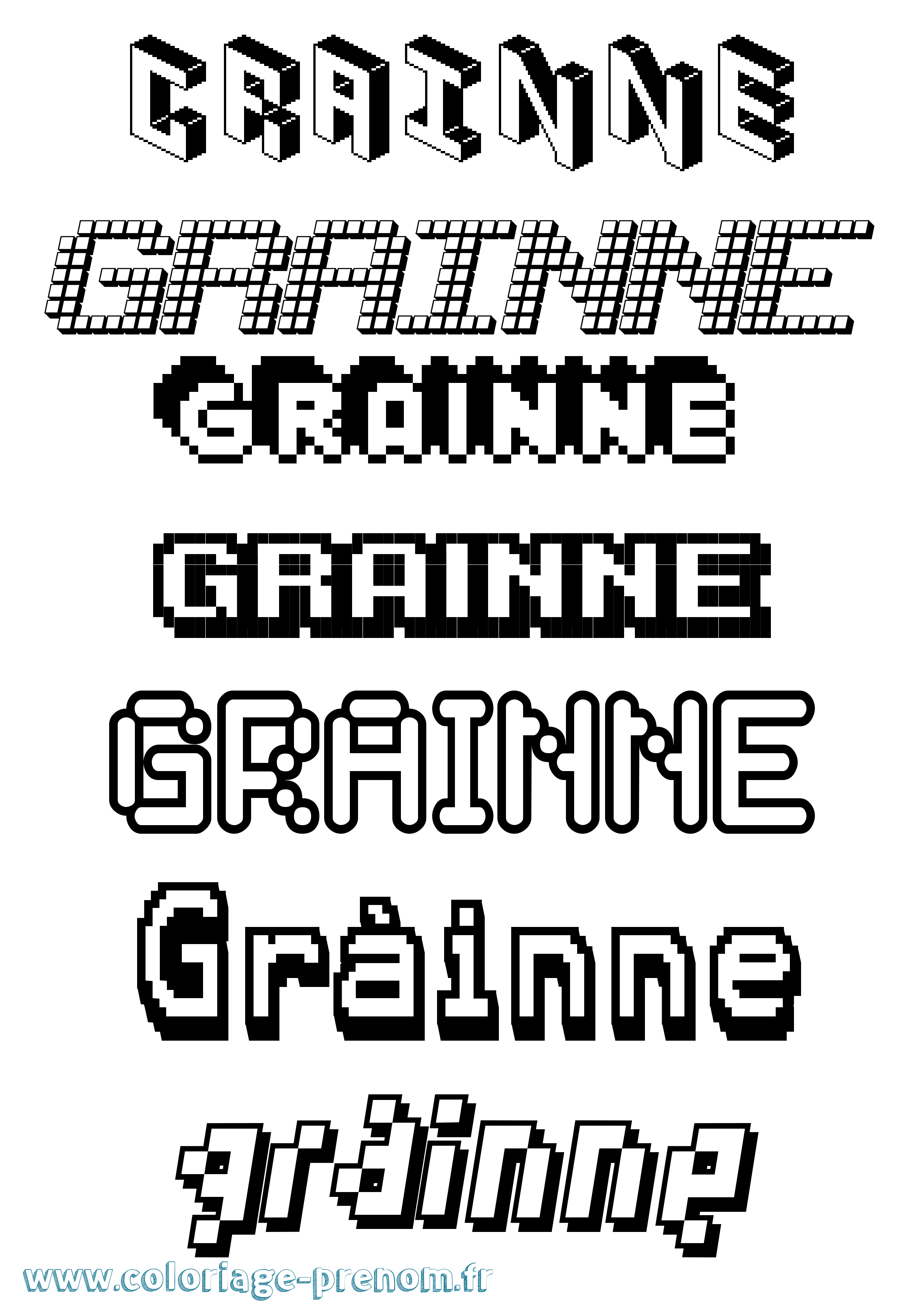 Coloriage prénom Gráinne Pixel