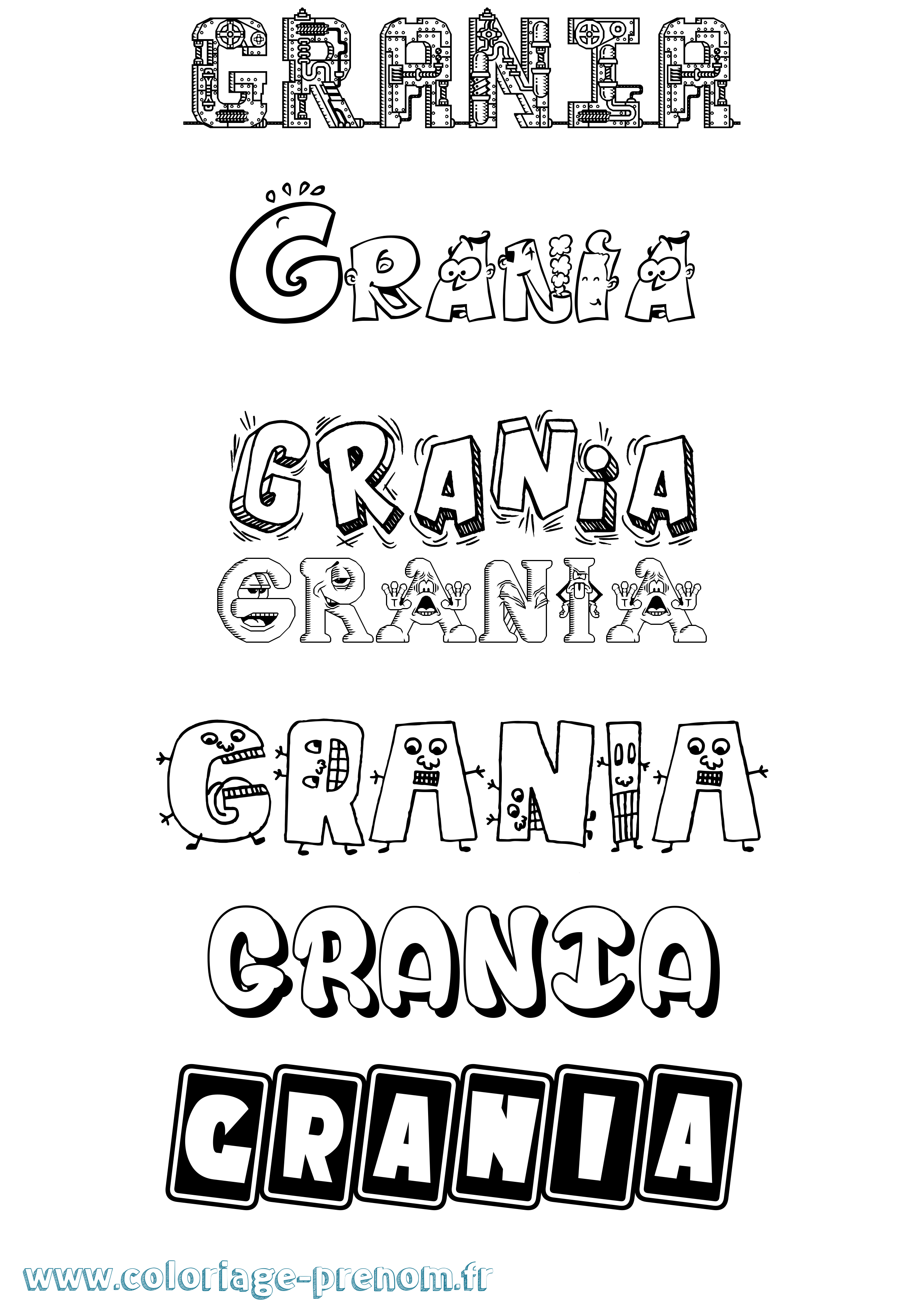 Coloriage prénom Grania Fun