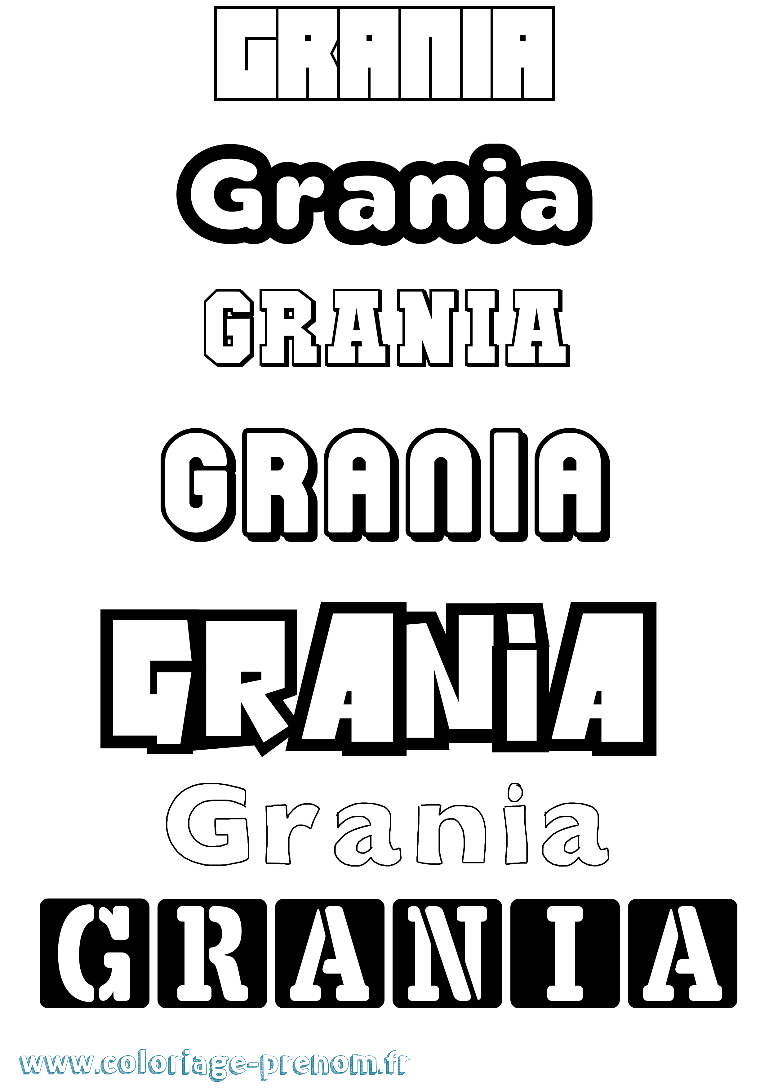 Coloriage prénom Grania Simple