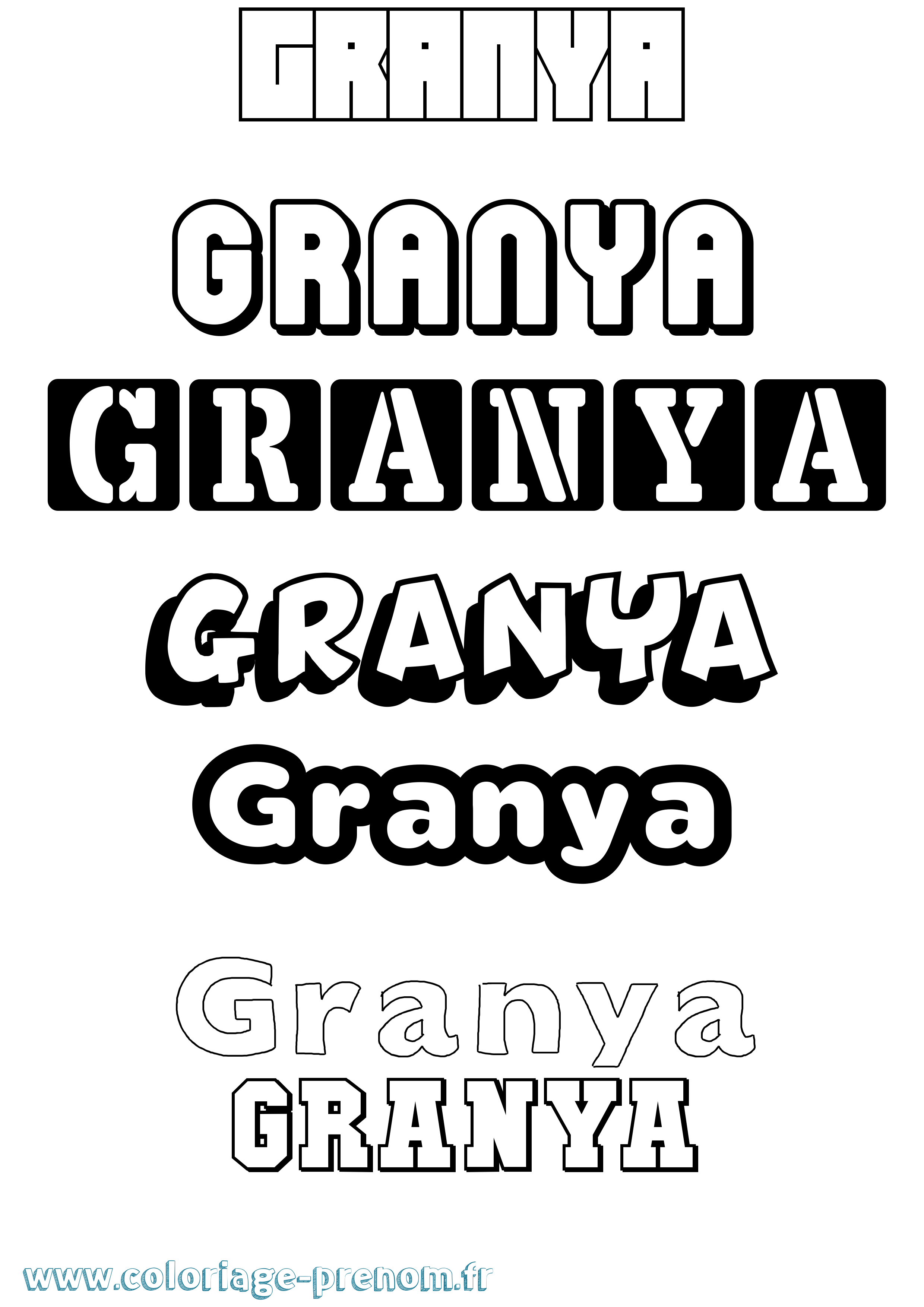 Coloriage prénom Granya Simple