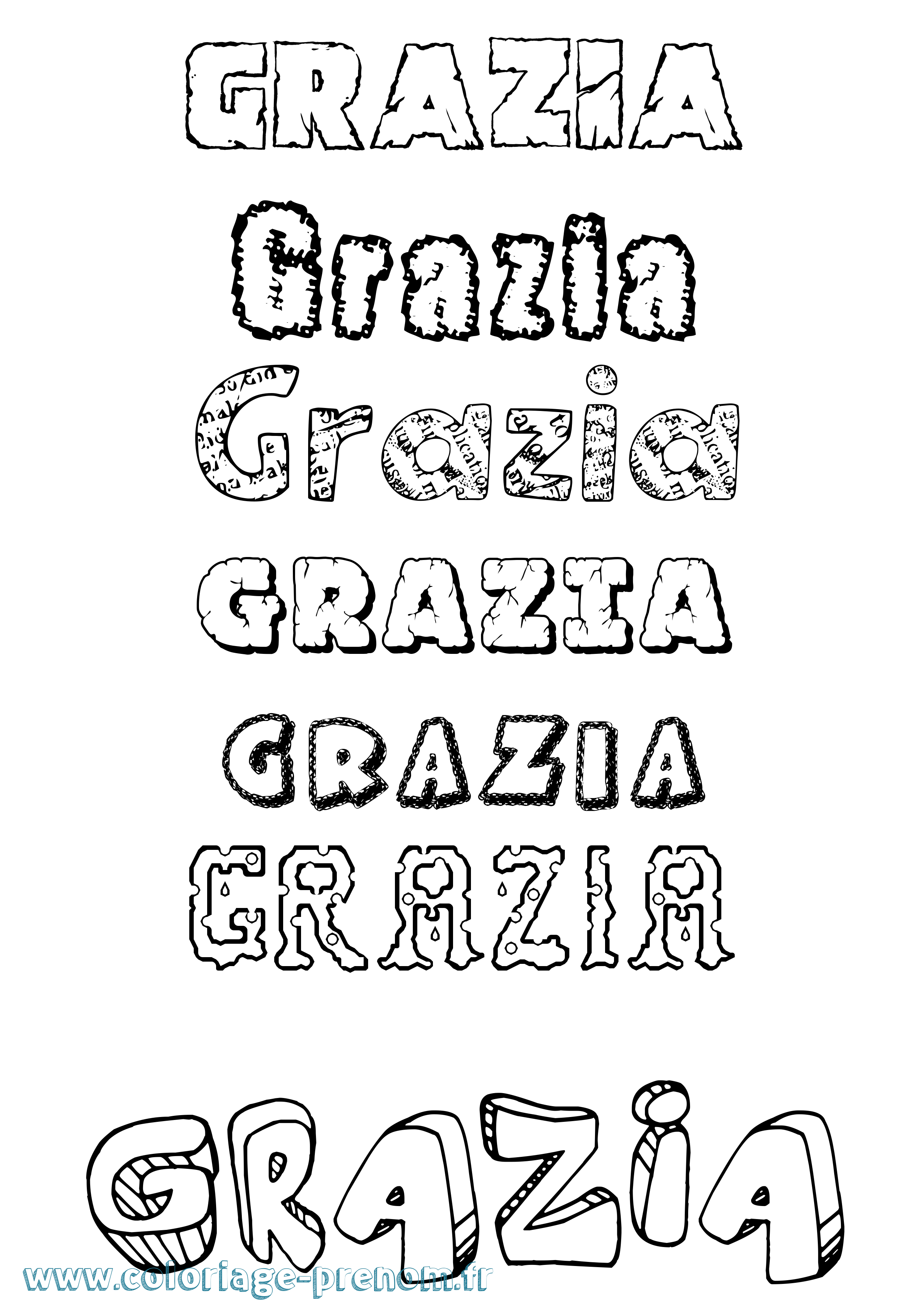 Coloriage prénom Grazia Destructuré
