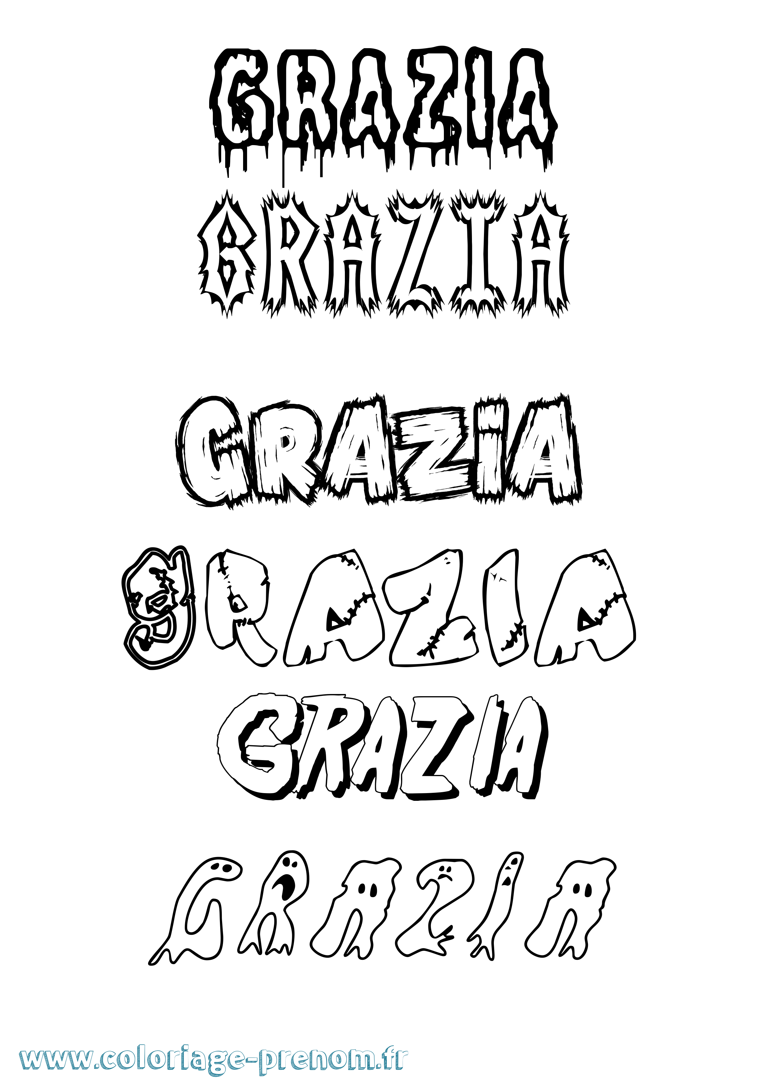 Coloriage prénom Grazia Frisson