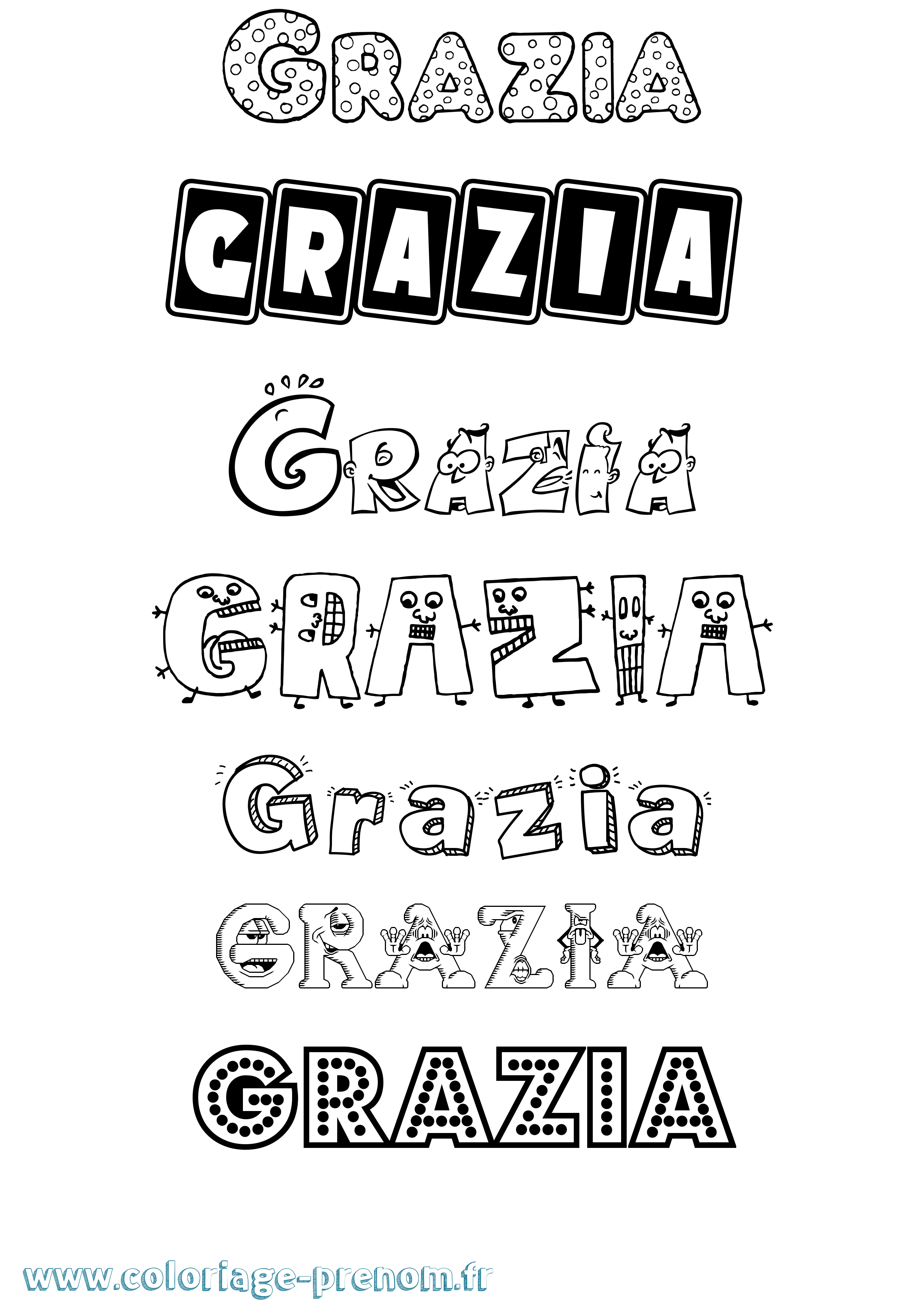 Coloriage prénom Grazia Fun