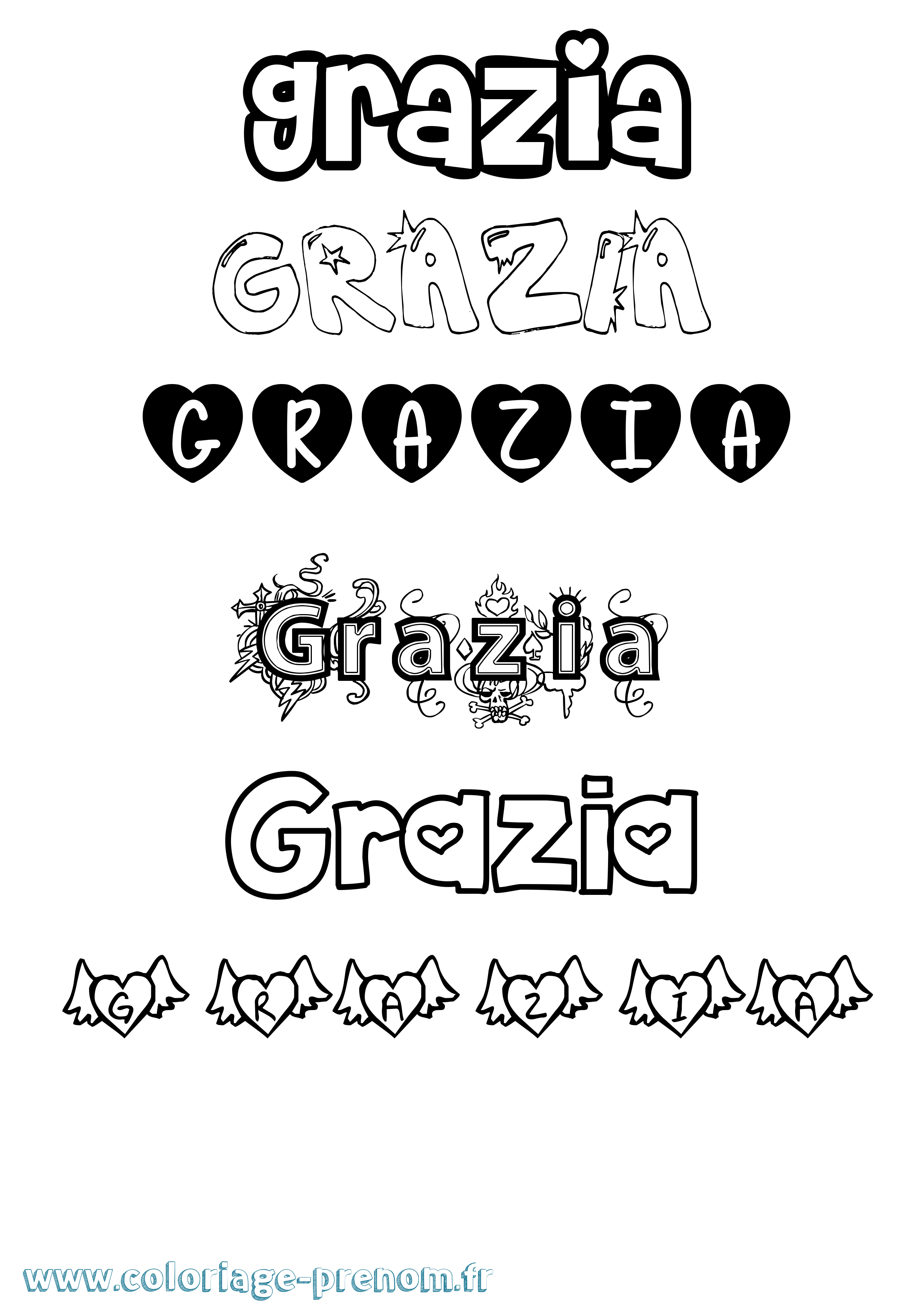 Coloriage prénom Grazia Girly