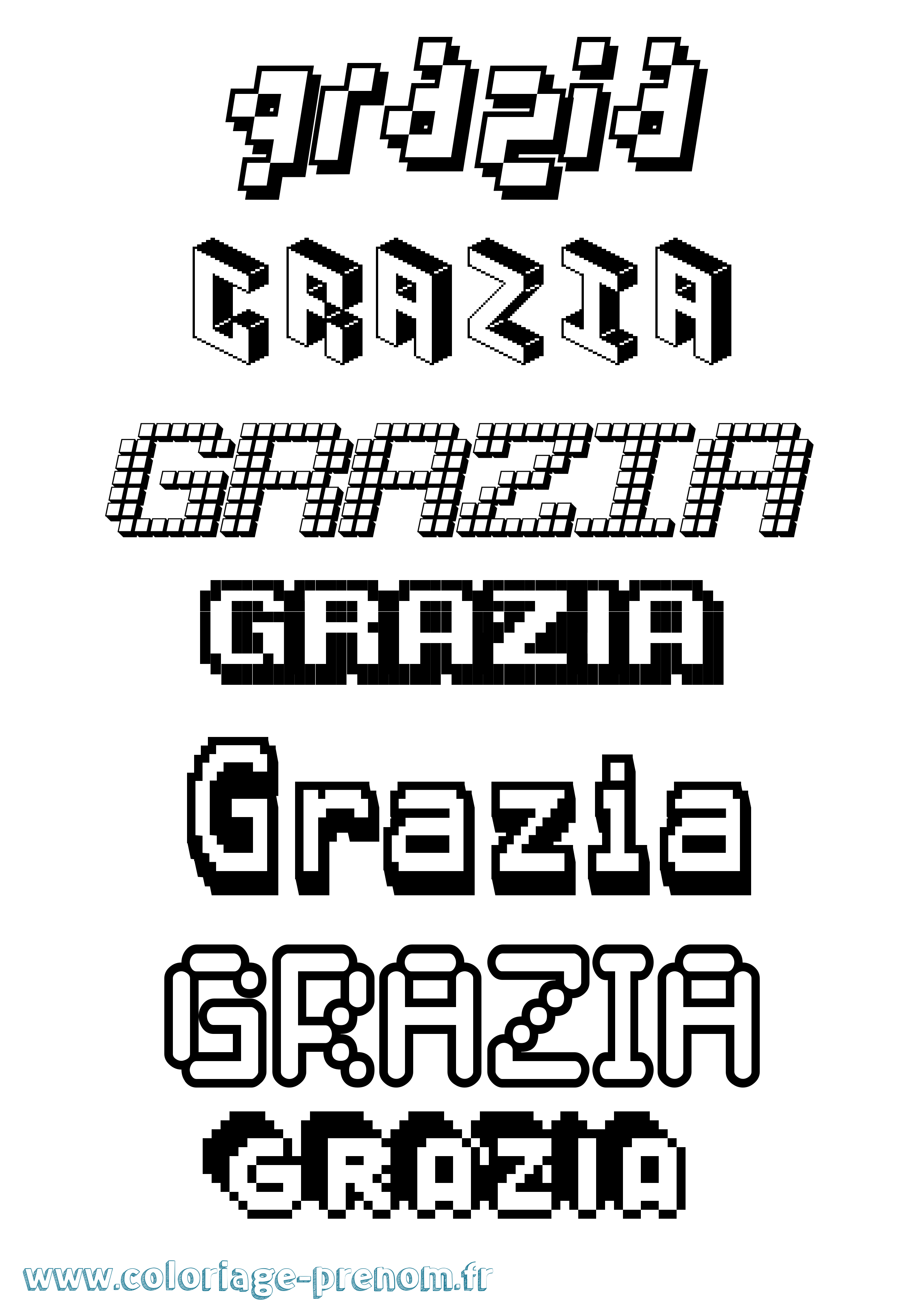 Coloriage prénom Grazia Pixel